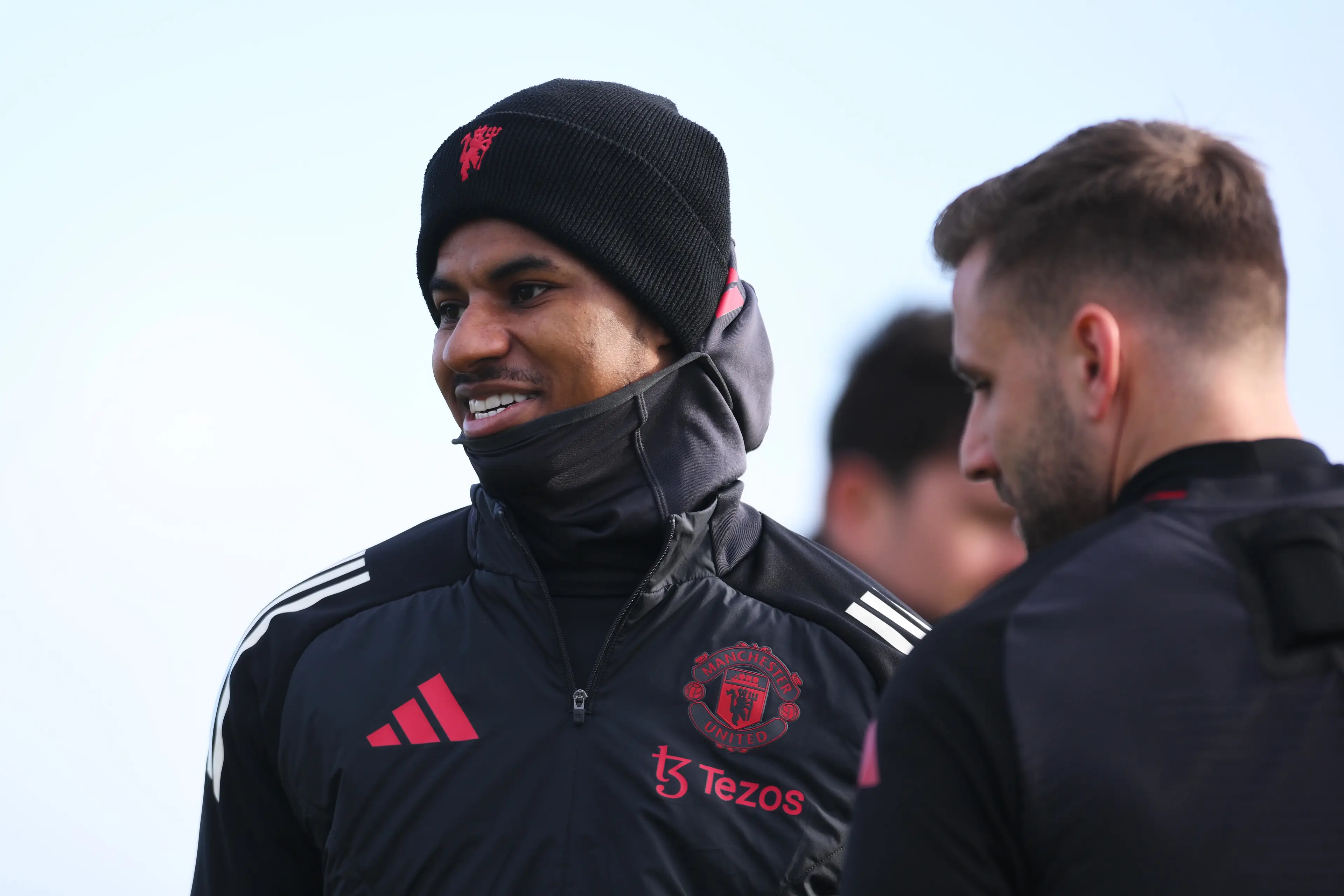 Marcus Rashford during a Manchester United training session. Image: Getty 