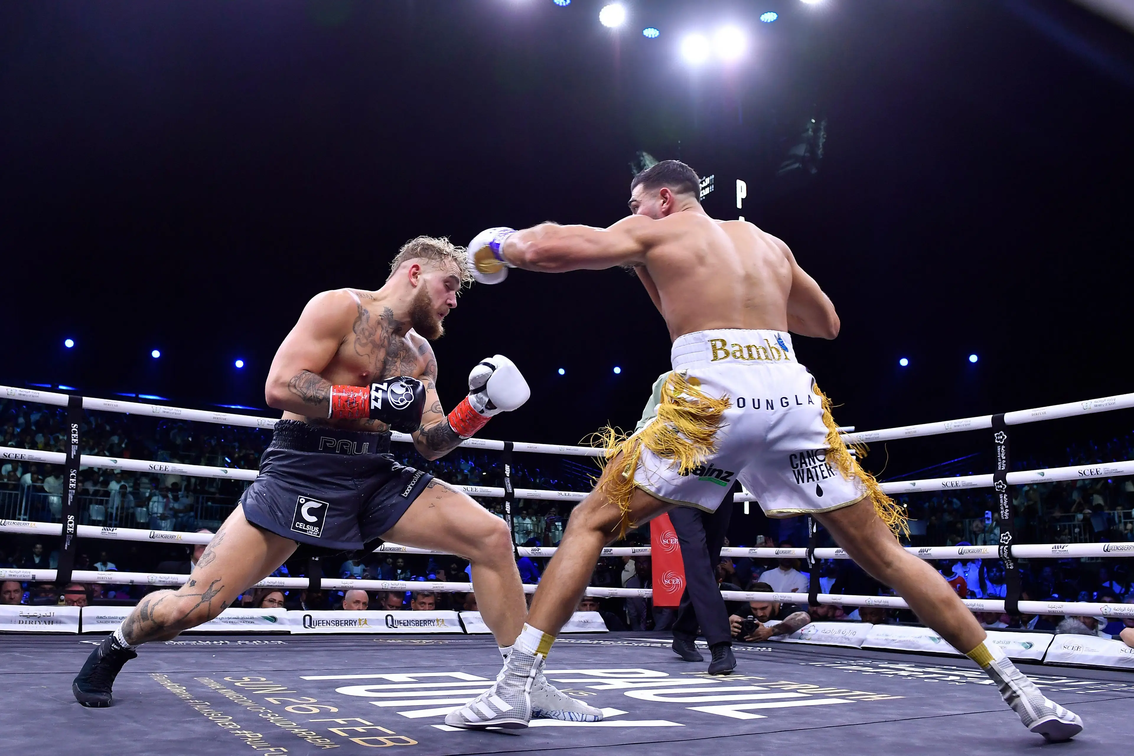 Jake Paul during his bout against Tommy Fury. Image: Alamy