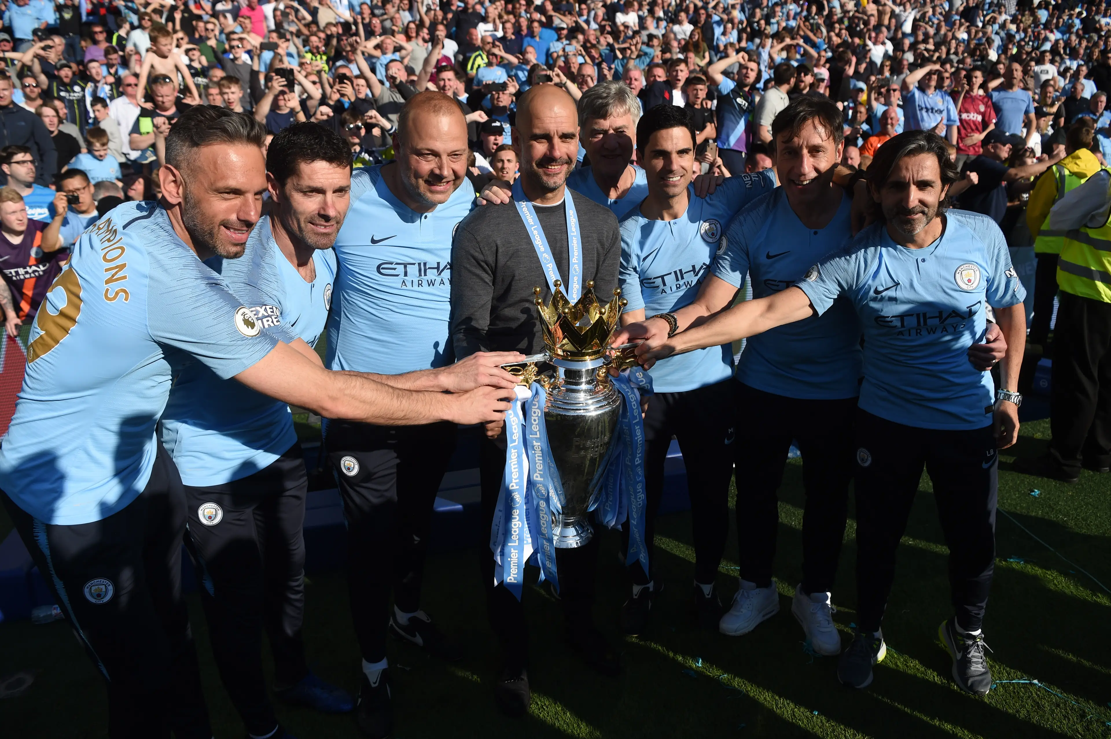 Arteta was on Guardiola's coaching staff at City (Getty)