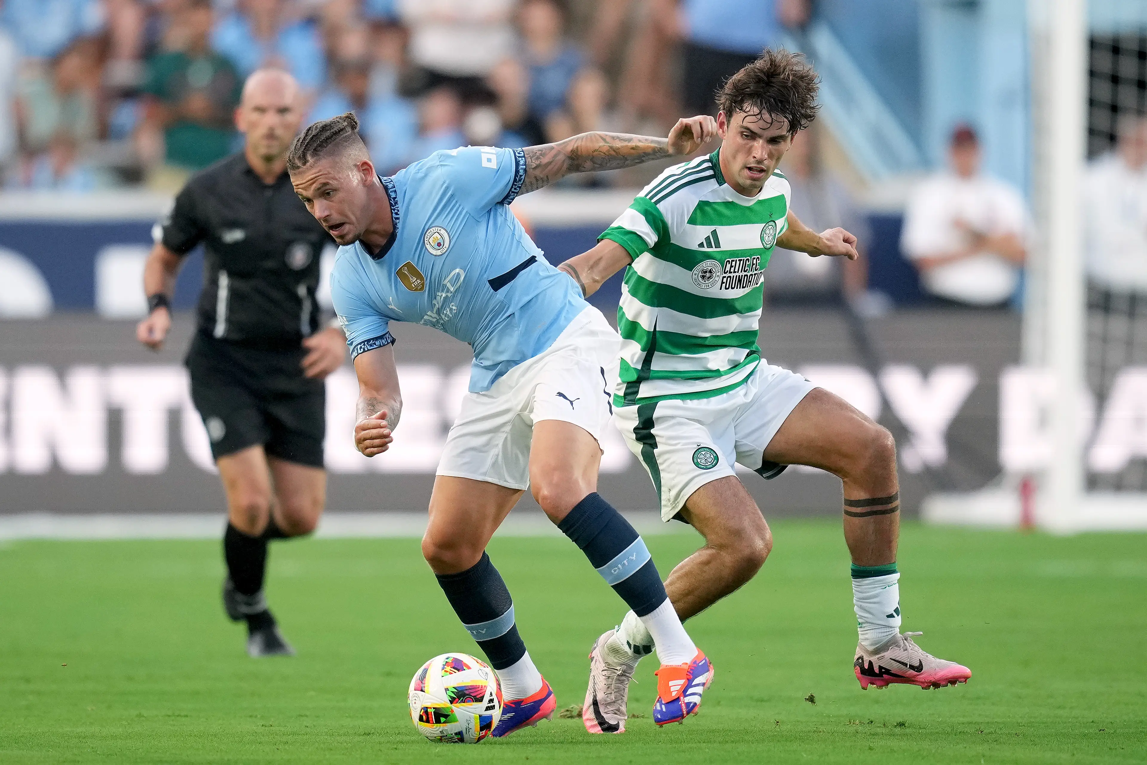 Kalvin Phillips in action for Manchester City against Celtic. Image: Getty