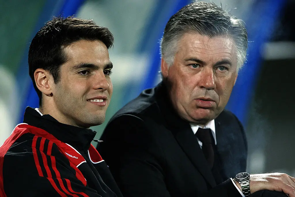 Kaka and Carlo Ancelotti during their time at AC Milan (Credit:Getty)