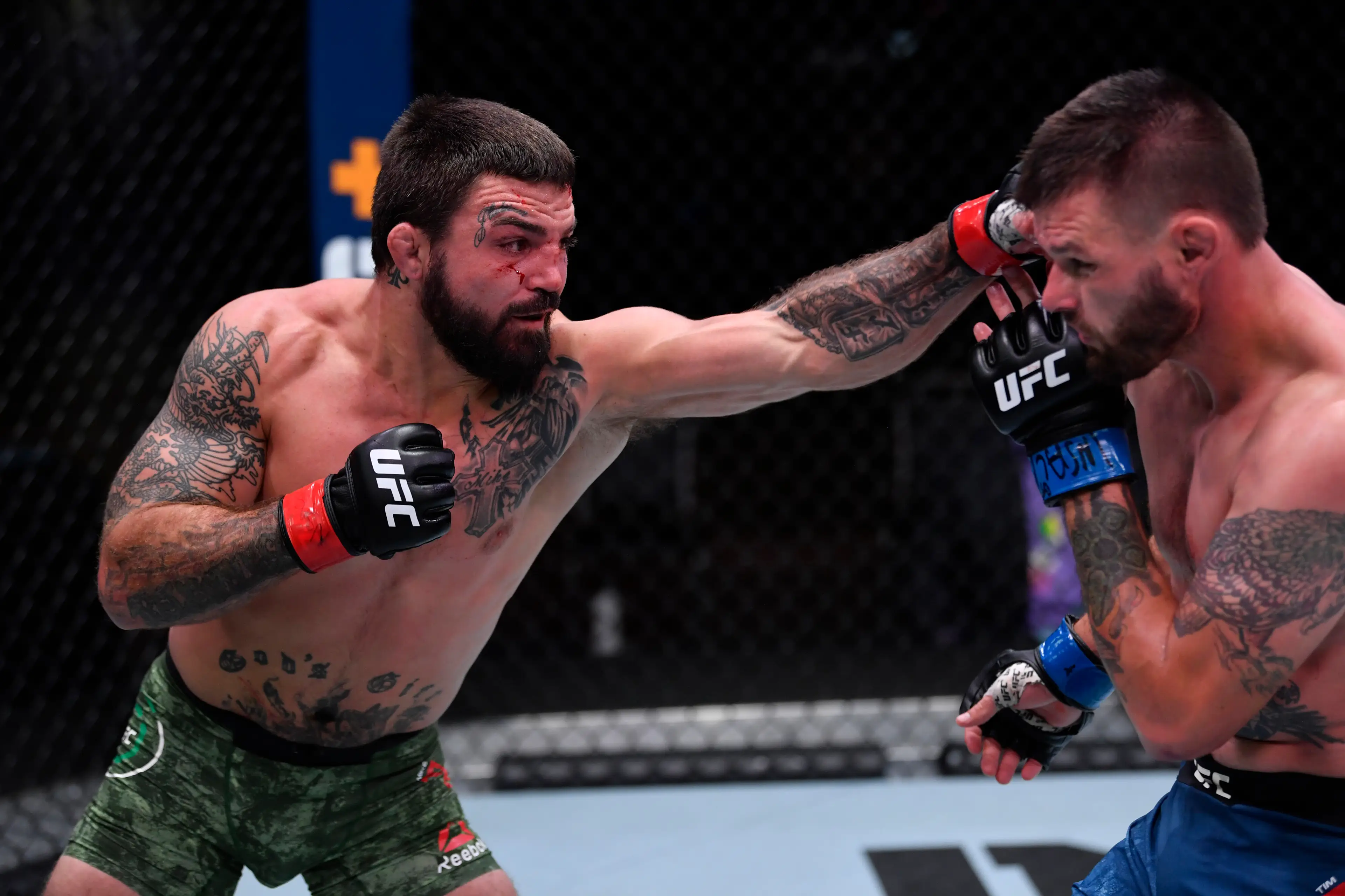 Mike Perry during his UFC bout against Tim Means. Image: Getty