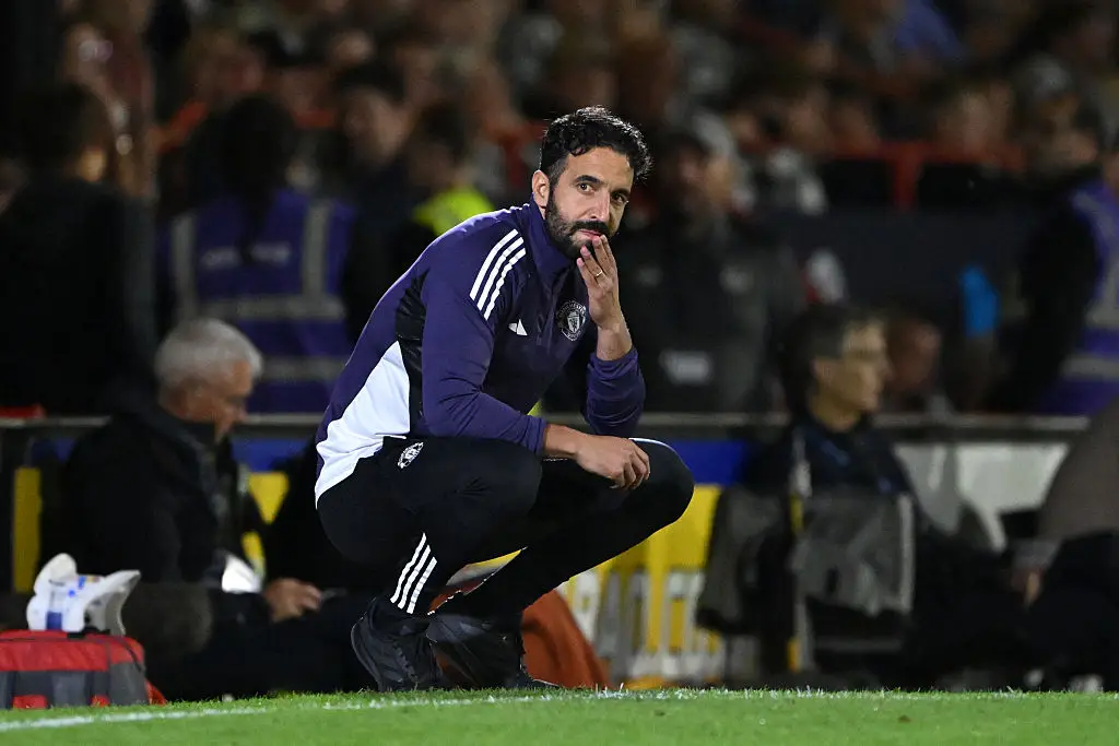 Ruben Amorim is under pressure following the 2-0 loss to Grimsby Town. (Image: Shaun Botterill/Getty Images)