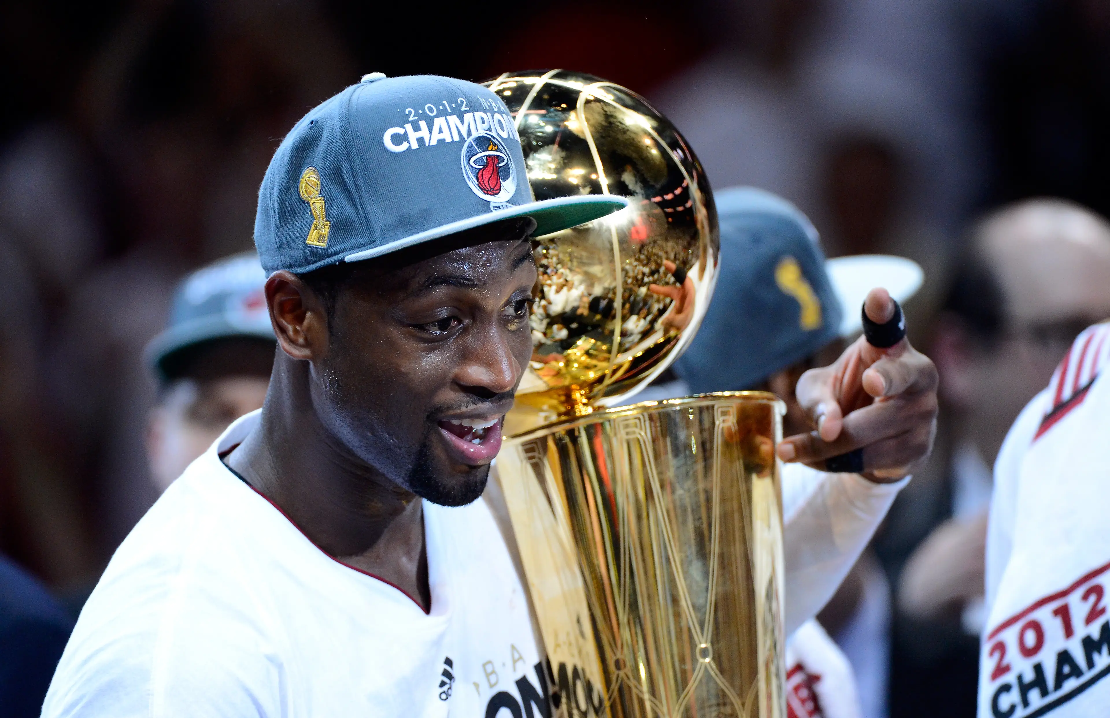 Dwyane Wade celebrates with the NBA championship with the Miami Heat. Image: Getty 