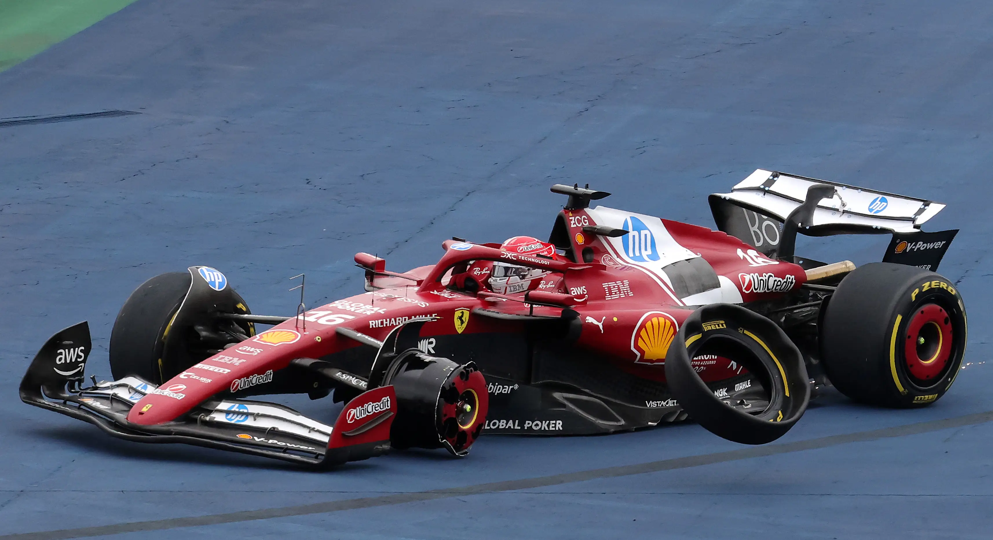 Charles Leclerc retired during the Brazilian Grand Prix. Image: Getty
