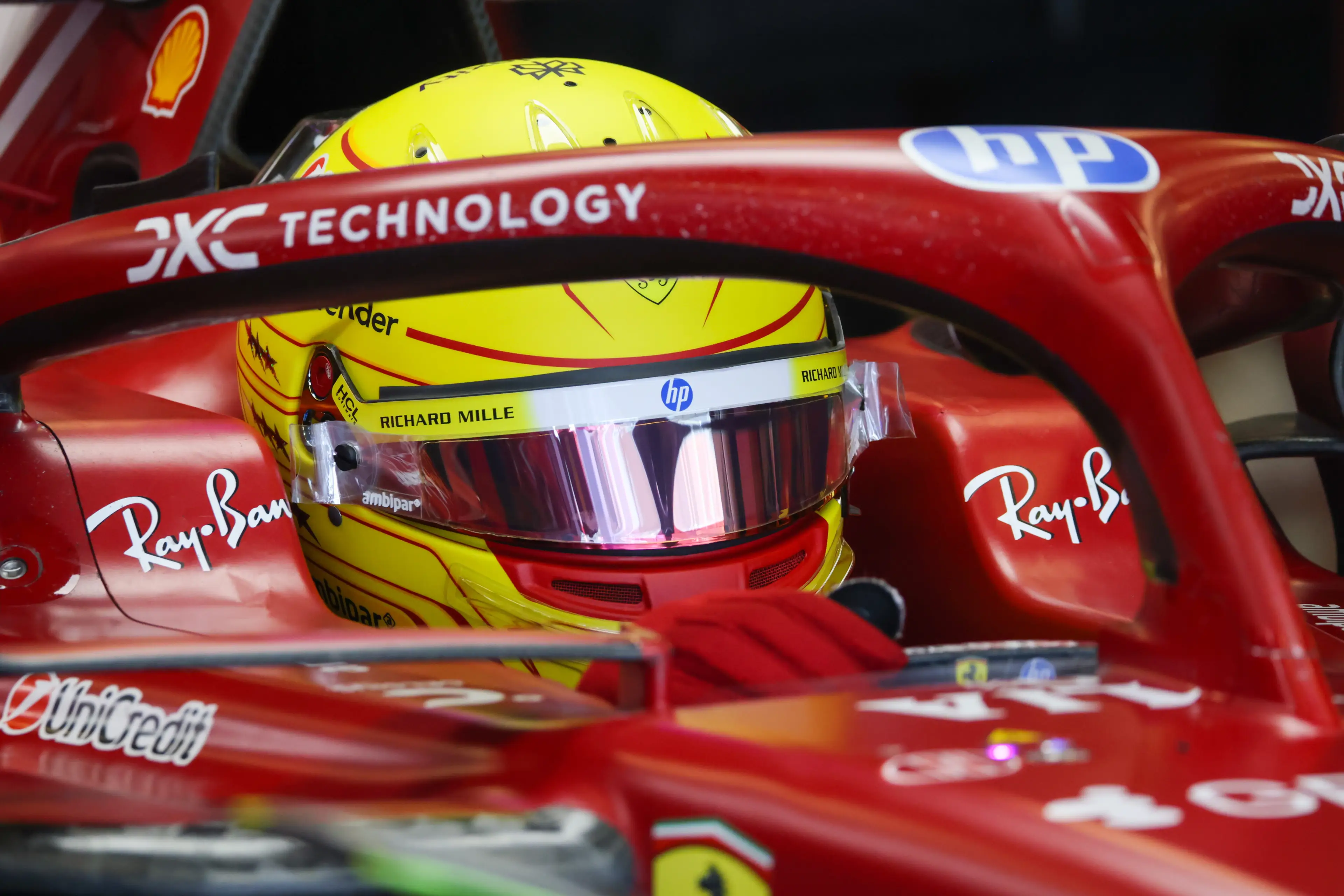 Hamilton was on track for half of day one and the entirety of day two in Bahrain (Image: Getty)
