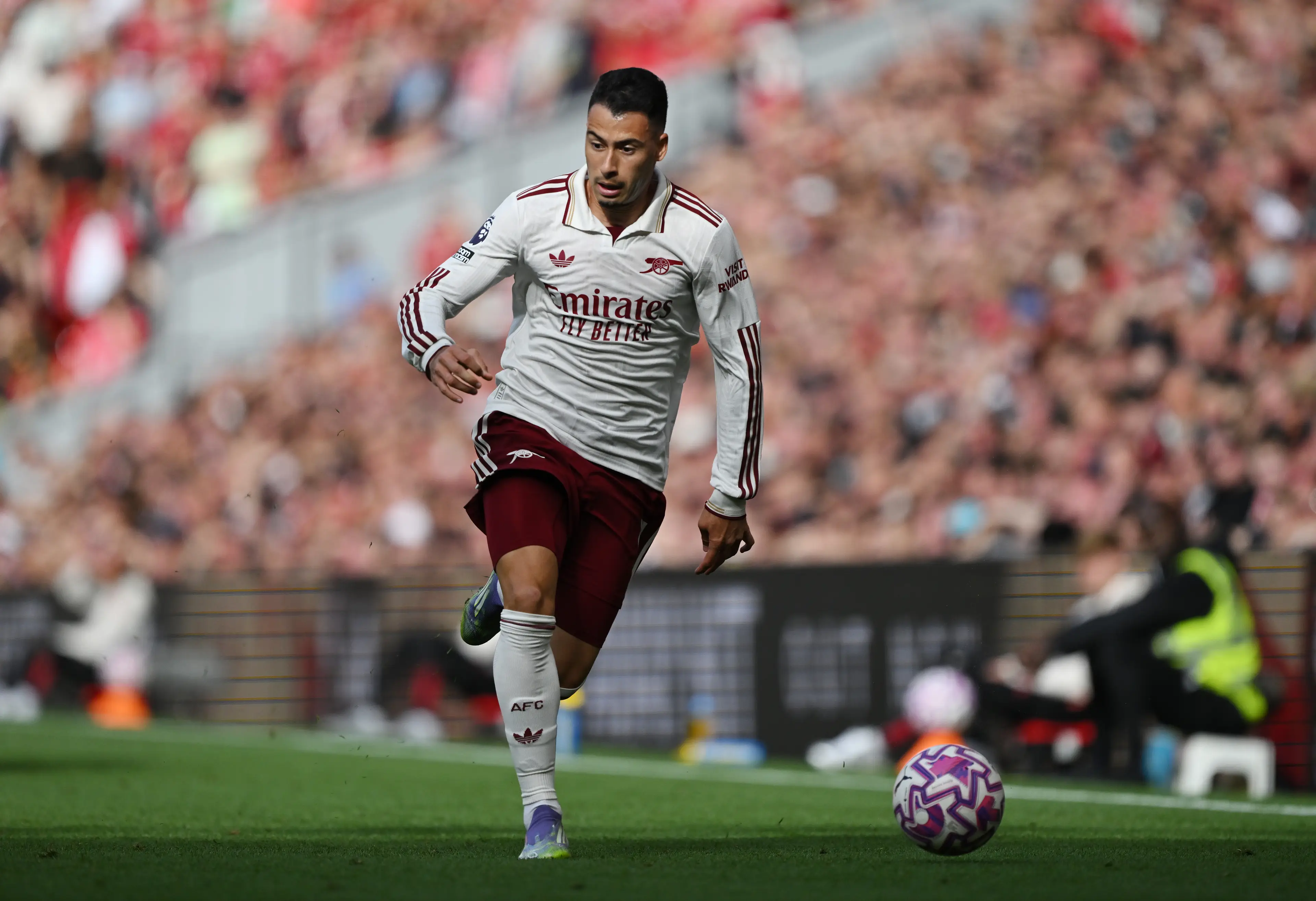 Gabriel Martinelli in action against Liverpool. Image: Getty 