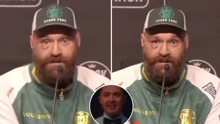 Tyson Fury destroys AI judge's Oleksandr Usyk scorecard in just 15 seconds during X-rated press conference