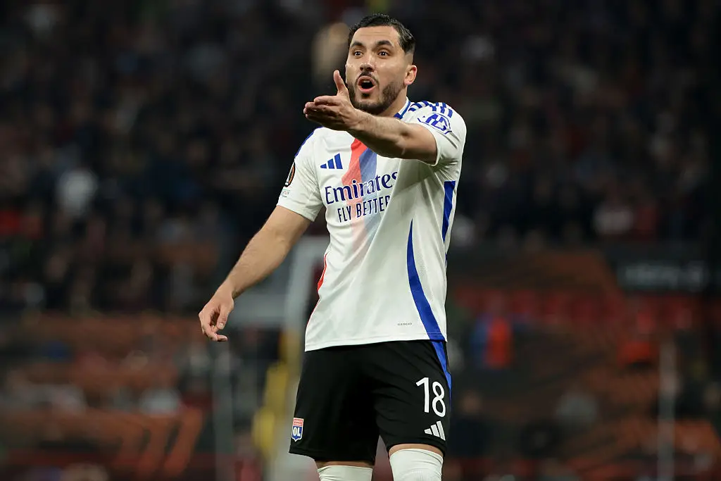 Manchester United fans are not happy with Rayan Cherki following their clash with Lyon in the Europa League. (Image: Getty)