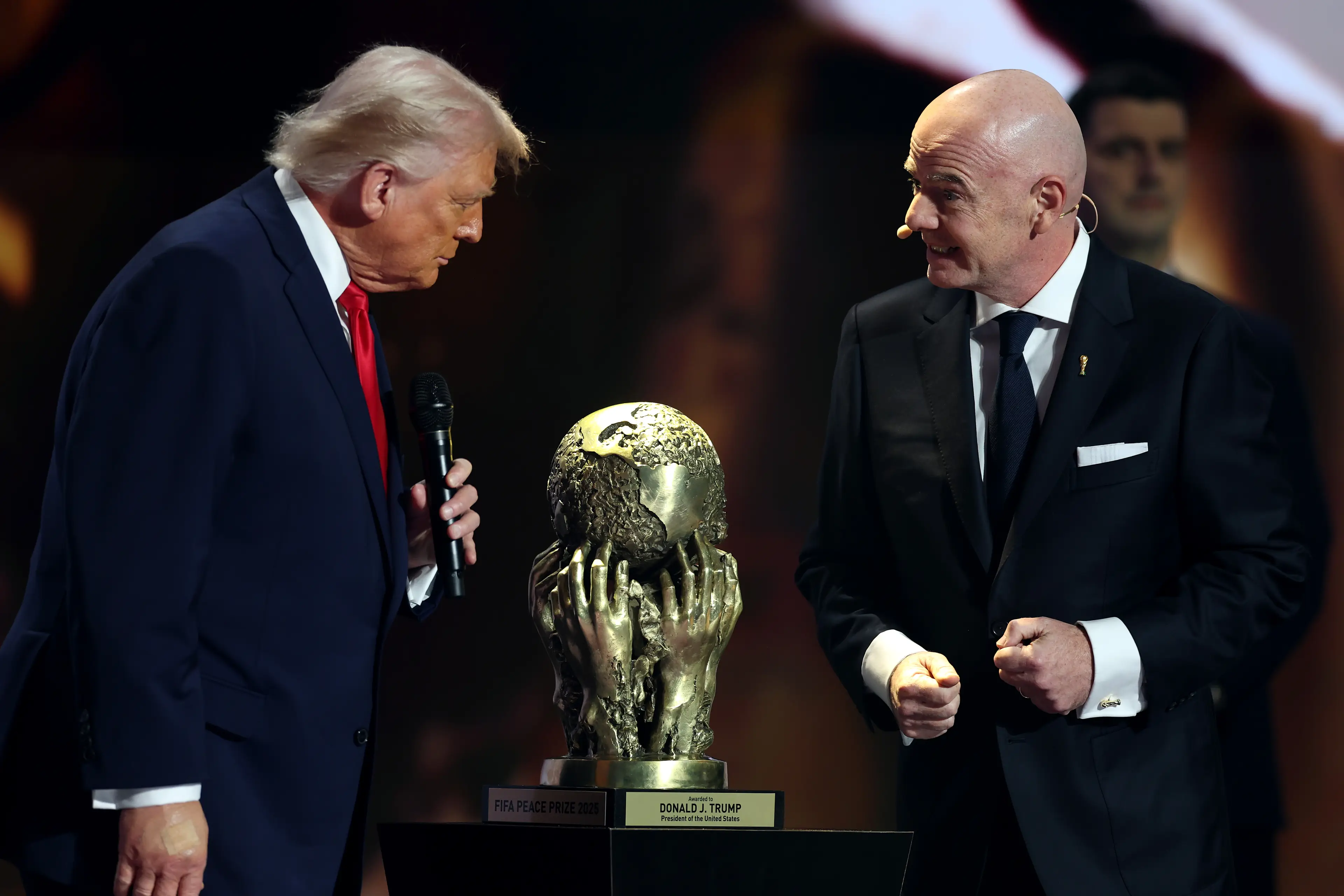 Trump was awarded FIFA's new peace prize at the draw for next year's World Cup. Image credit: Getty