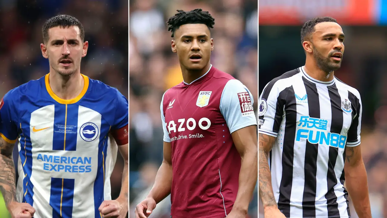 Brighton's Lewis Dunk, Aston Villa's Ollie Watkins and Newcastle's Callum Wilson pictured (