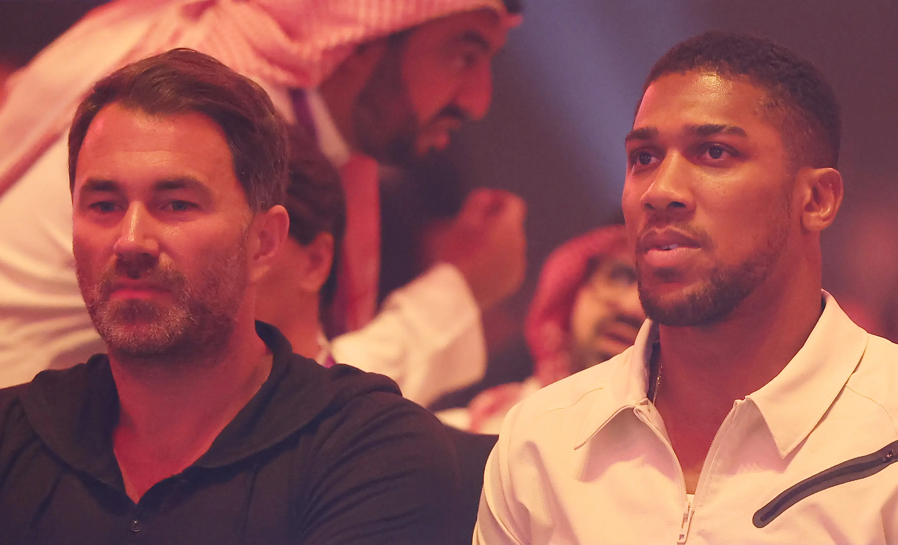Eddie Hearn and Anthony Joshua. (Image: Getty)