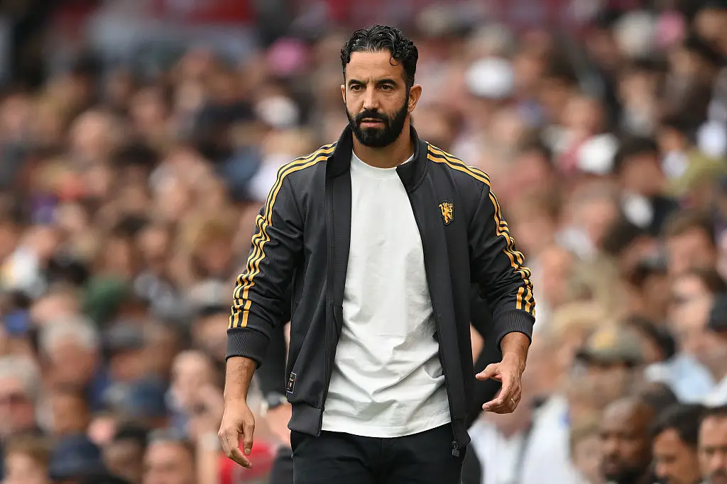 Ruben Amorim watches on during Man Utd's 1-1 draw with Fulham (Image: Getty)