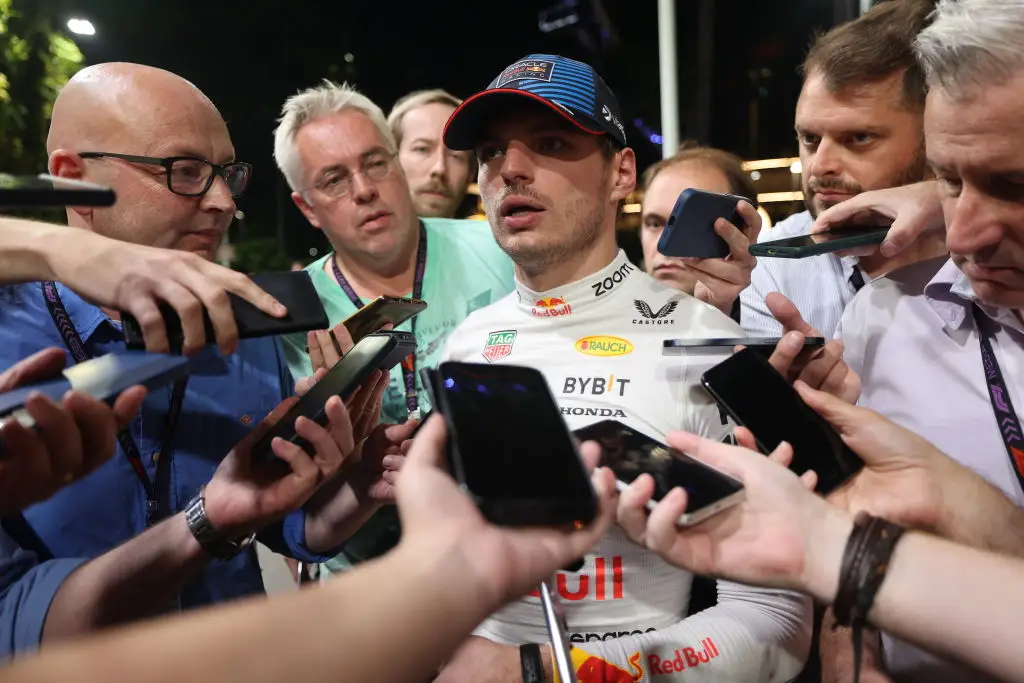 Max Verstappen held his own media conference after the official post-qualifying press conference at the Singapore Grand Prix. (Image: Getty)