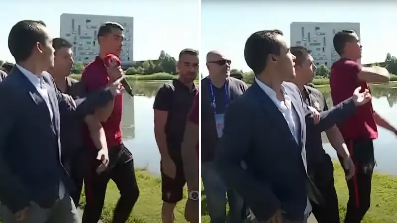 Cristiano Ronaldo snapped at reporter and threw his mic into lake after being angered by one question