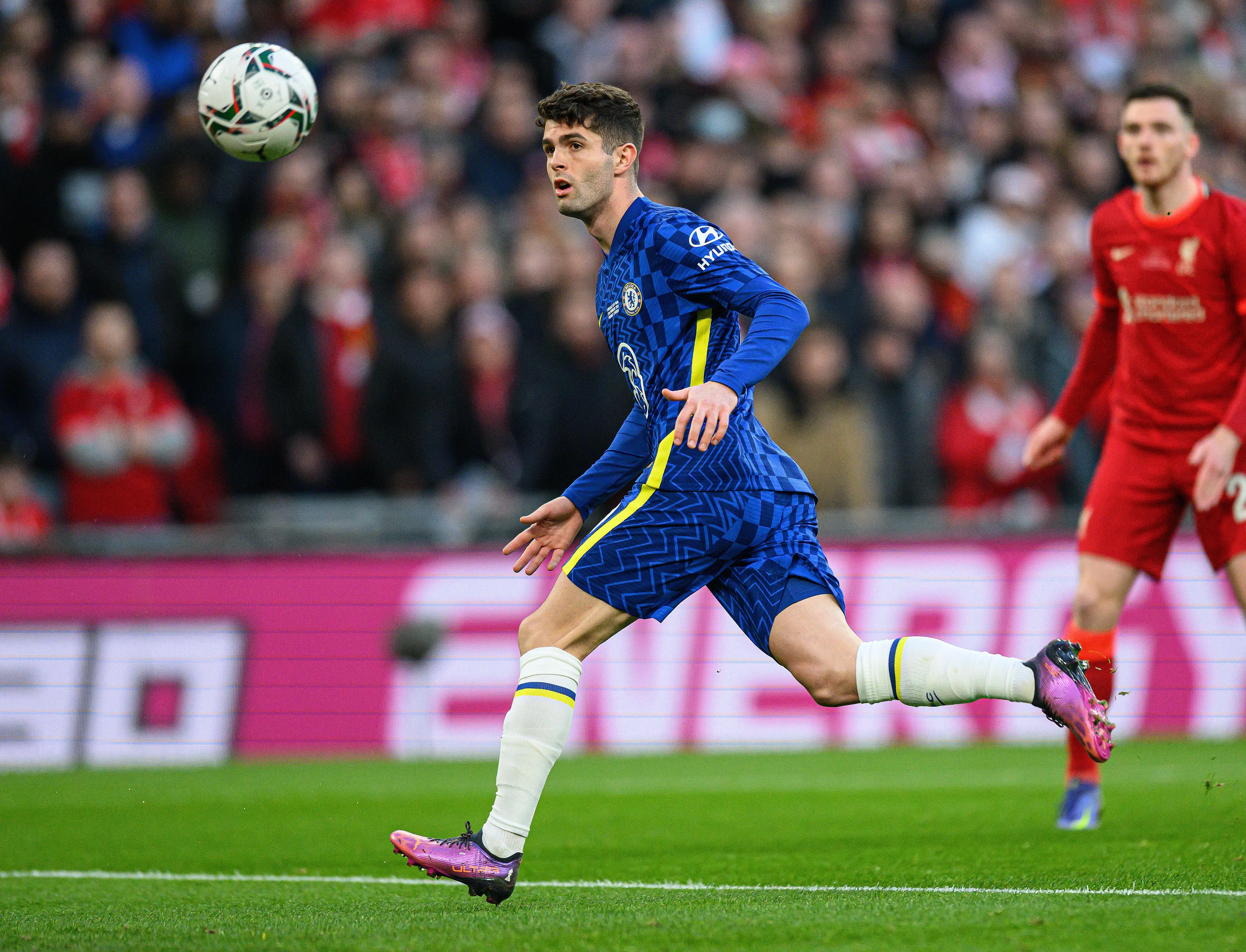 Christian Pulisic during the Carabao Cup Final at Wembley Stadium. (Alamy)