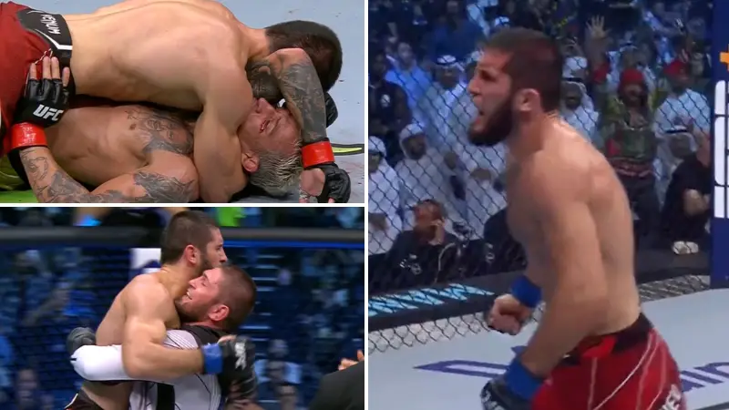 Islam Makhachev finishes Charles Oliveira to become UFC lightweight champion