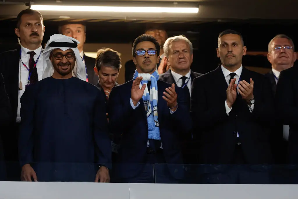Key Man City board members, including owner Sheikh Mansour, pictured at the 2023 Champions League final - Getty