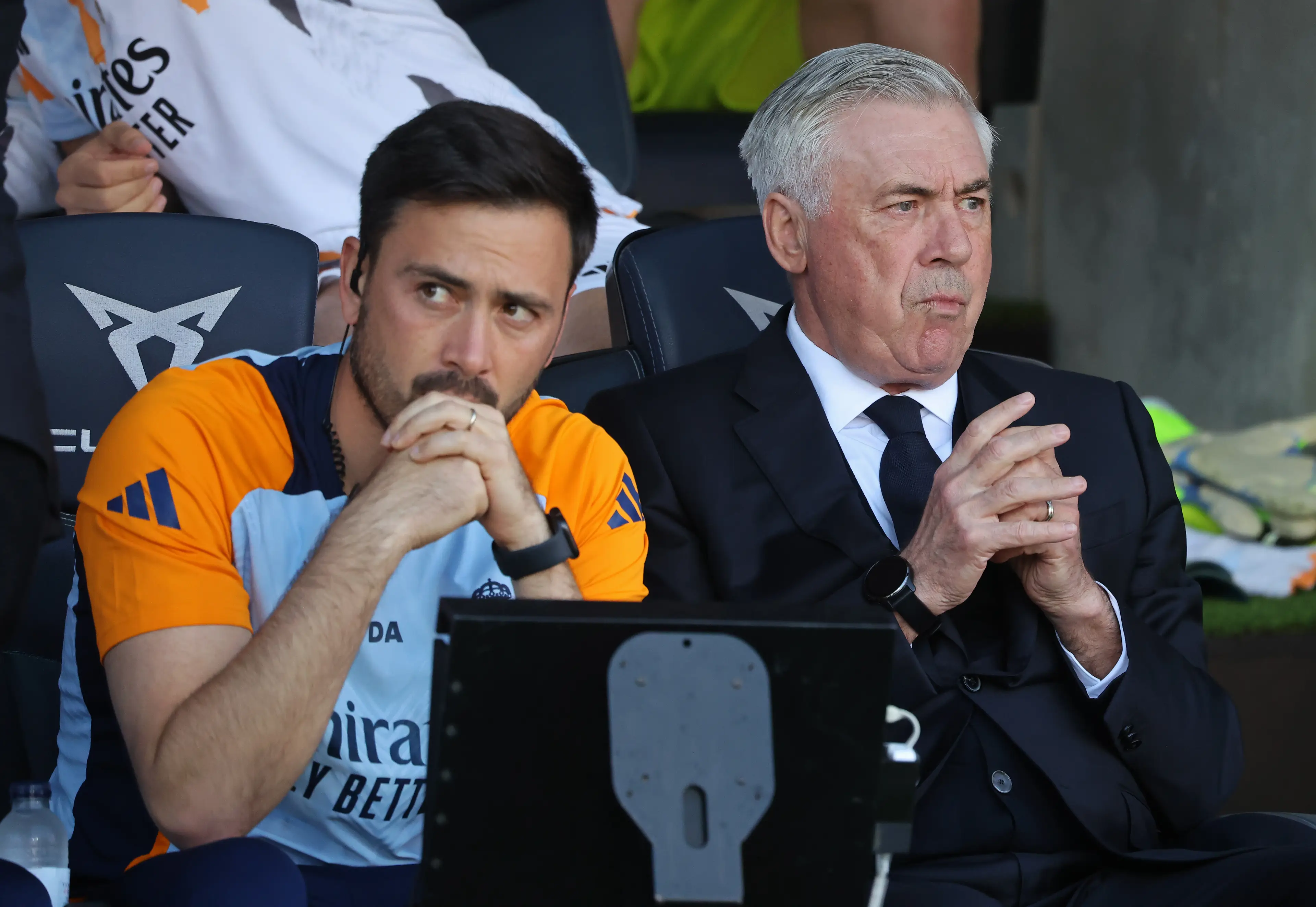 Davide Ancelotti and his father, Carlo. Image credit: Getty