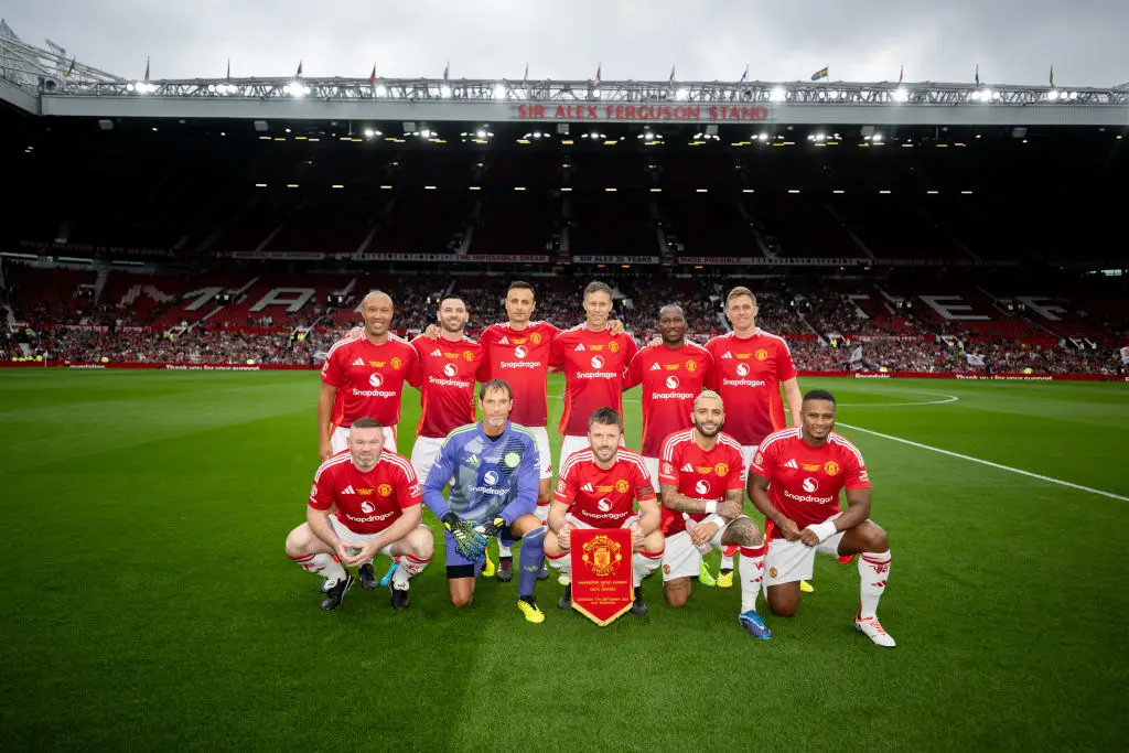 The Man Utd Legends side line up before taking on Celtic -