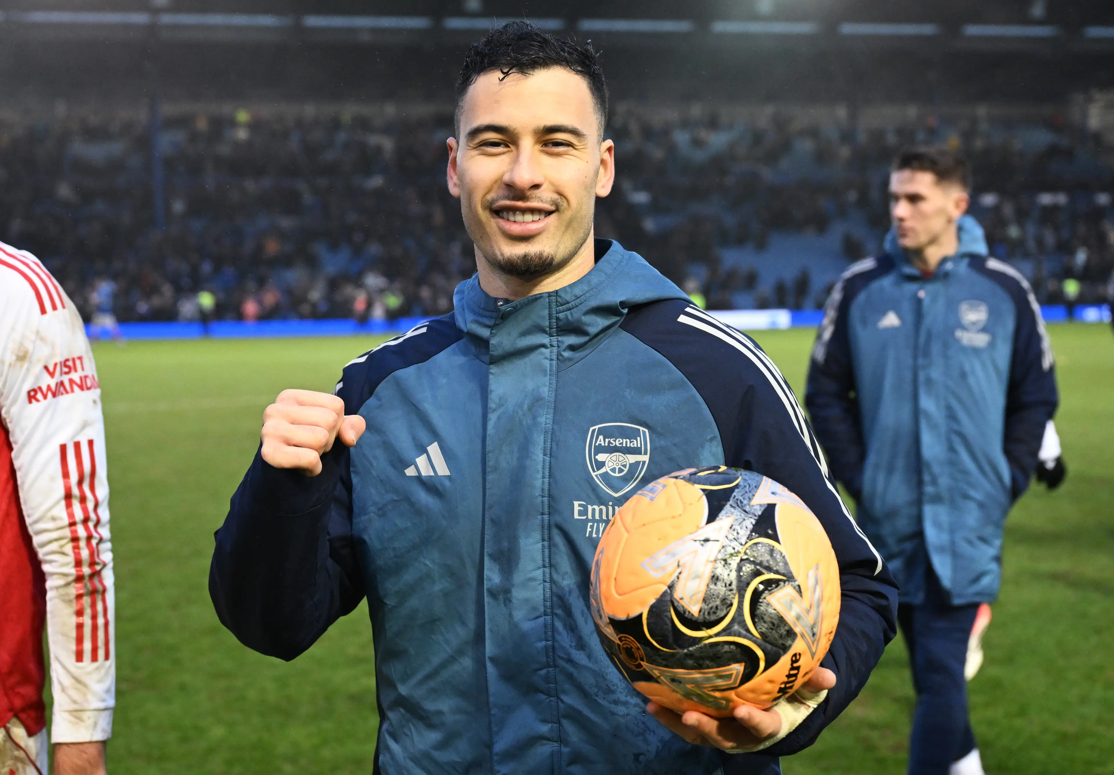 Martinelli bagged a hat-trick against Portsmouth. Image: Getty