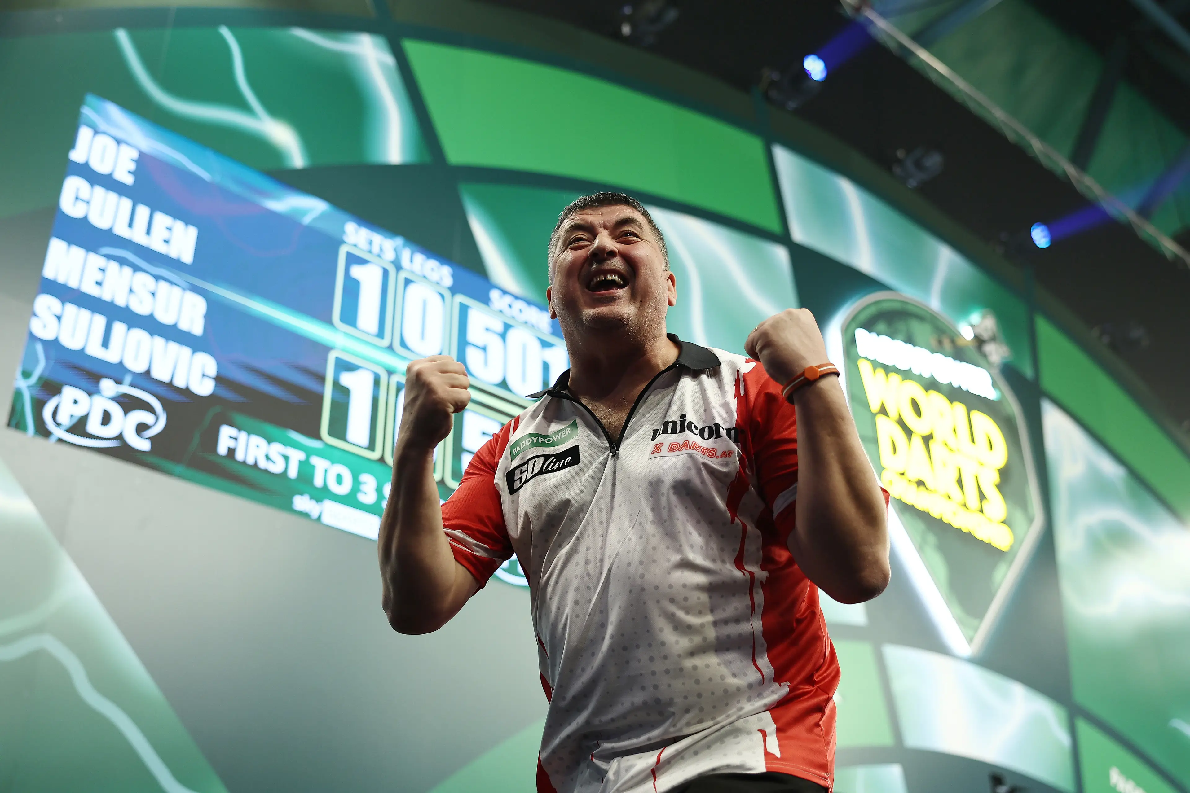 Suljovic celebrates after beating Cullen. Image credit: Getty