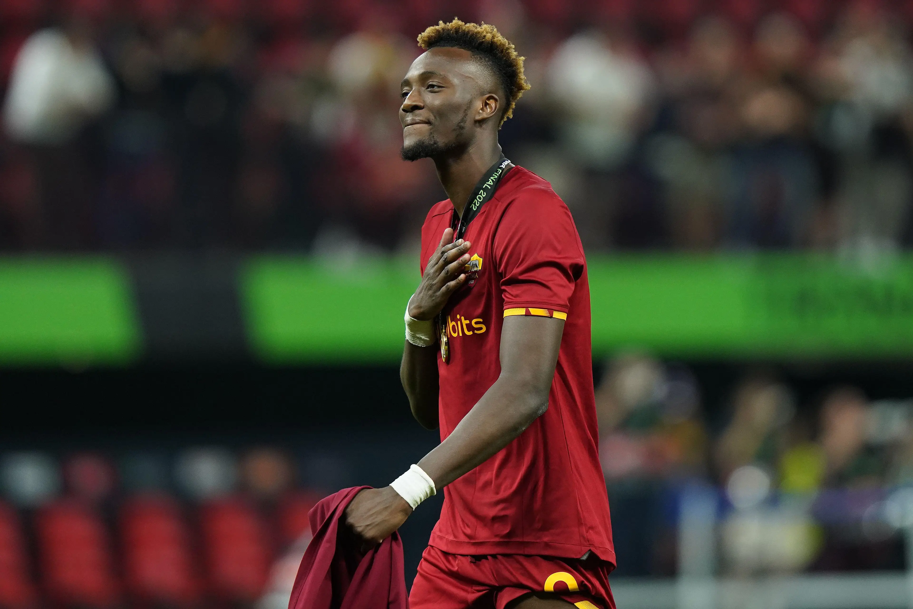 Abraham with his medal. Image: PA Images