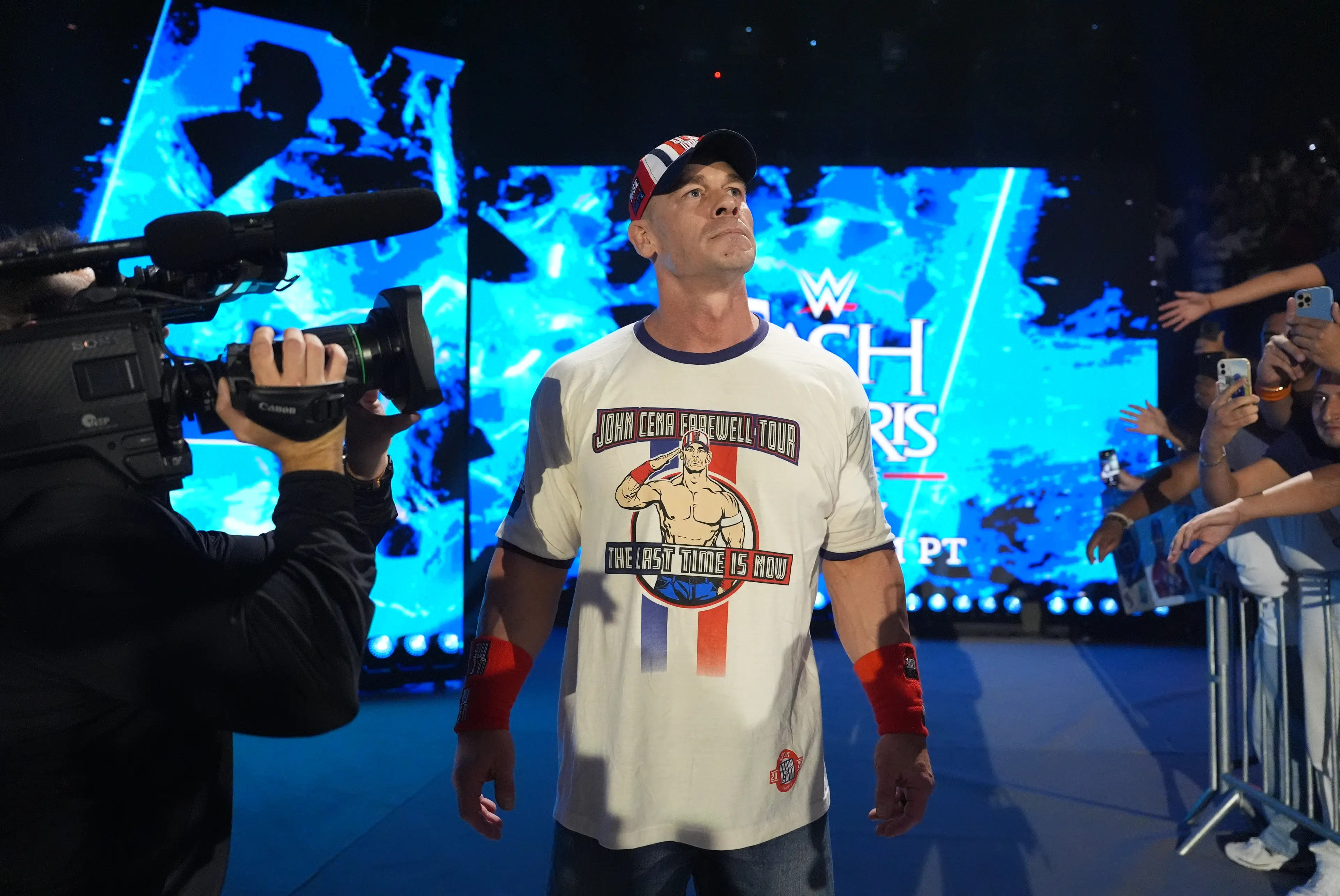John Cena enters the arena at SmackDown. Image: WWE / Contributor via Getty