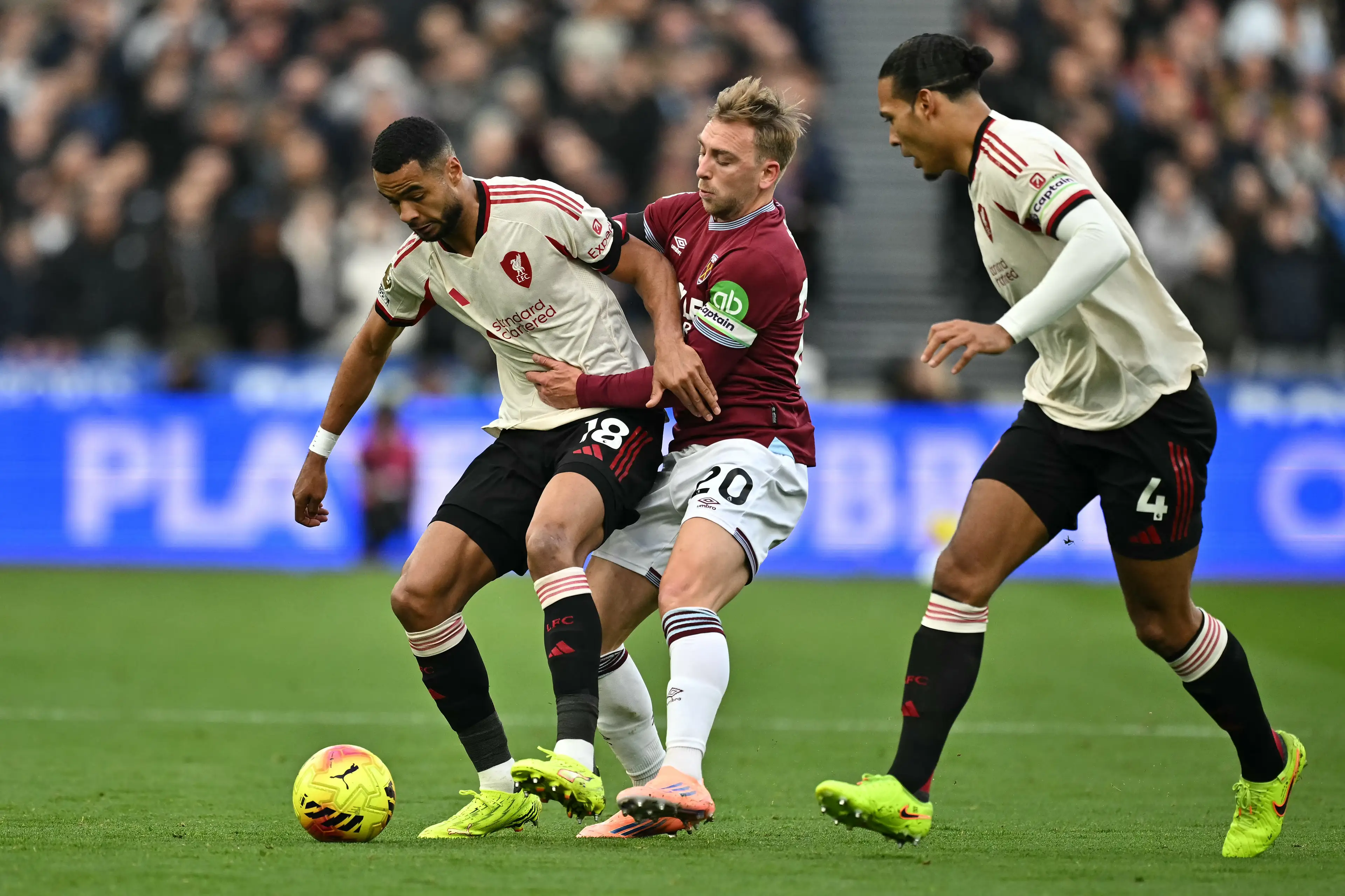 Cody Gakpo in action against West Ham United. Image: Getty 