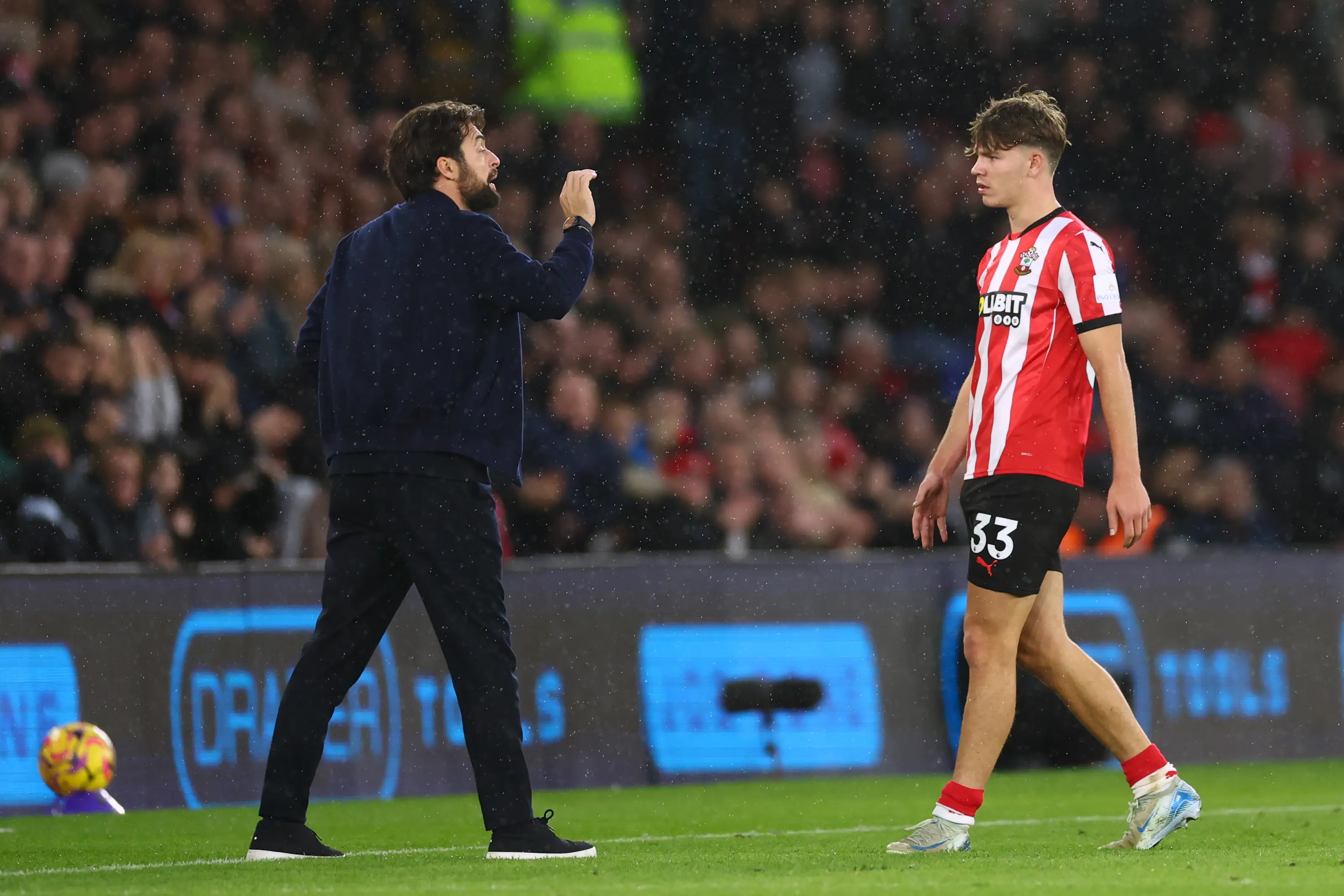 Southampton's Tyler Dibbling wears arguably the smallest shinpads around. Image: Getty
