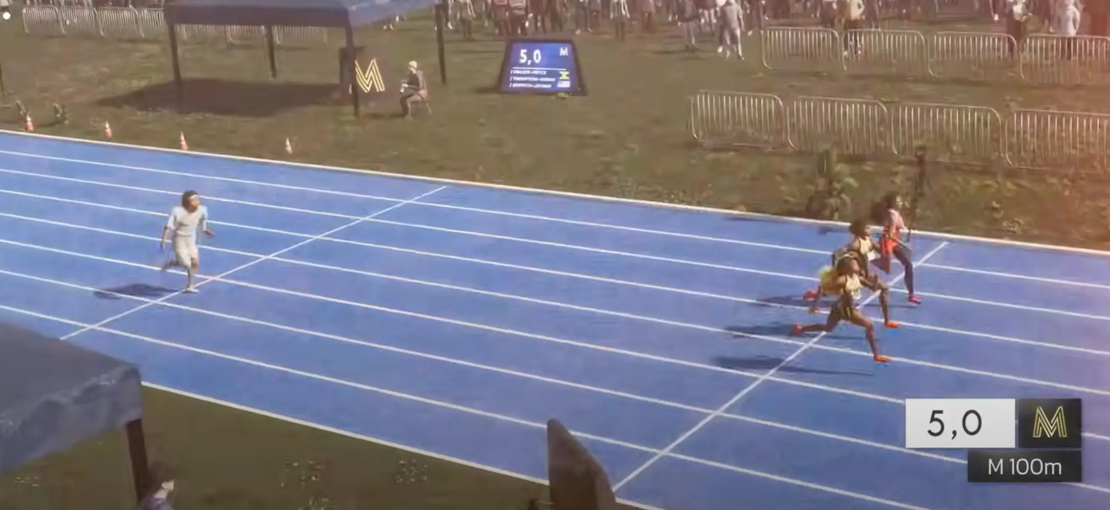 The 'average man' is barely in the shot after 40 metres (Image: YouTube/MotionAthlete)