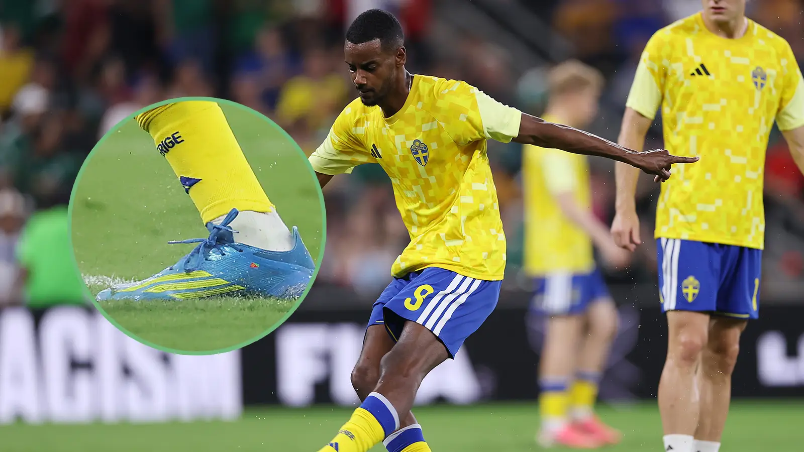 Alexander Isak has a different flag on his boots. Image: Getty