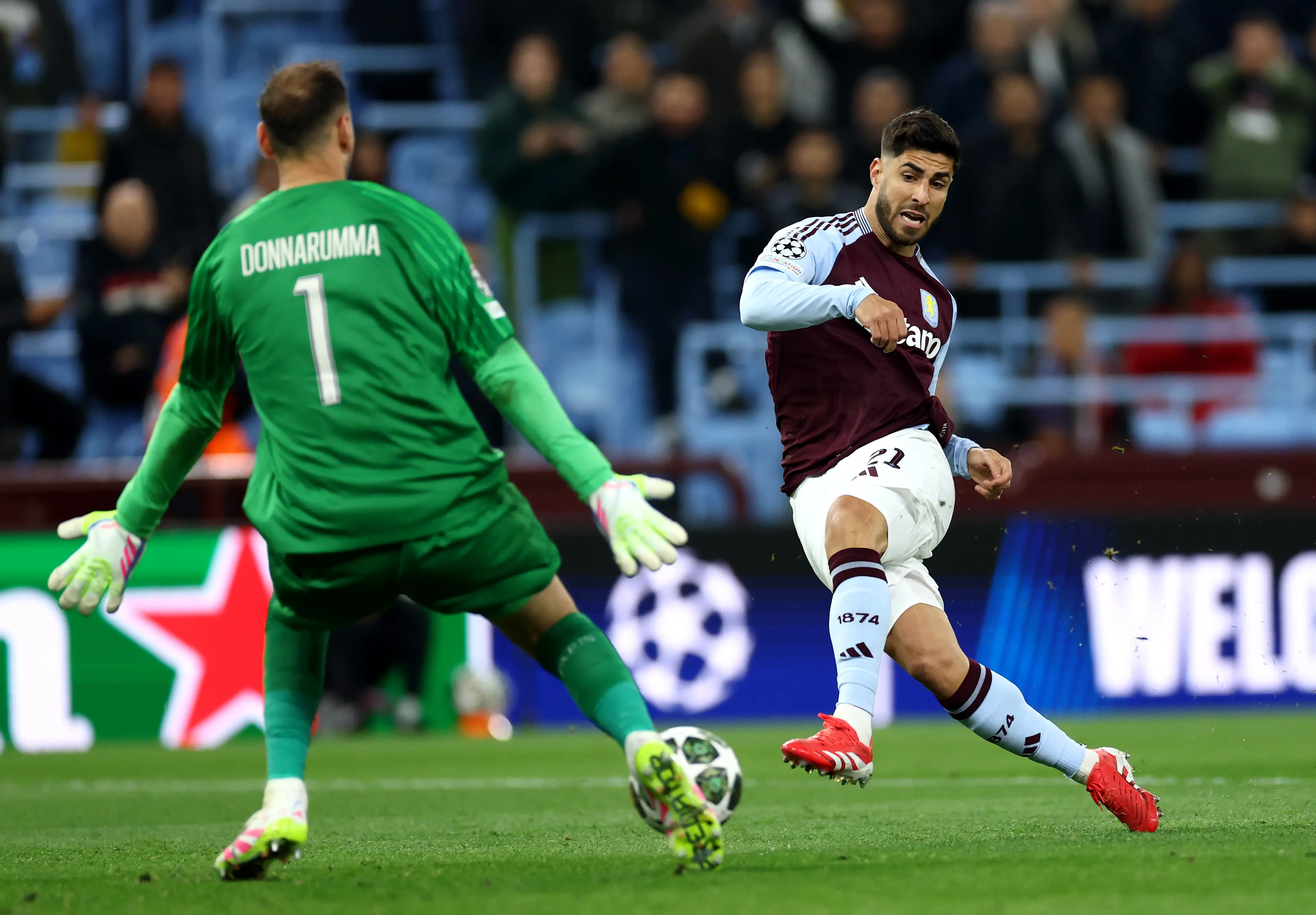 Marco Asensio could've scored against parent club PSG for Aston Villa. Image: Getty