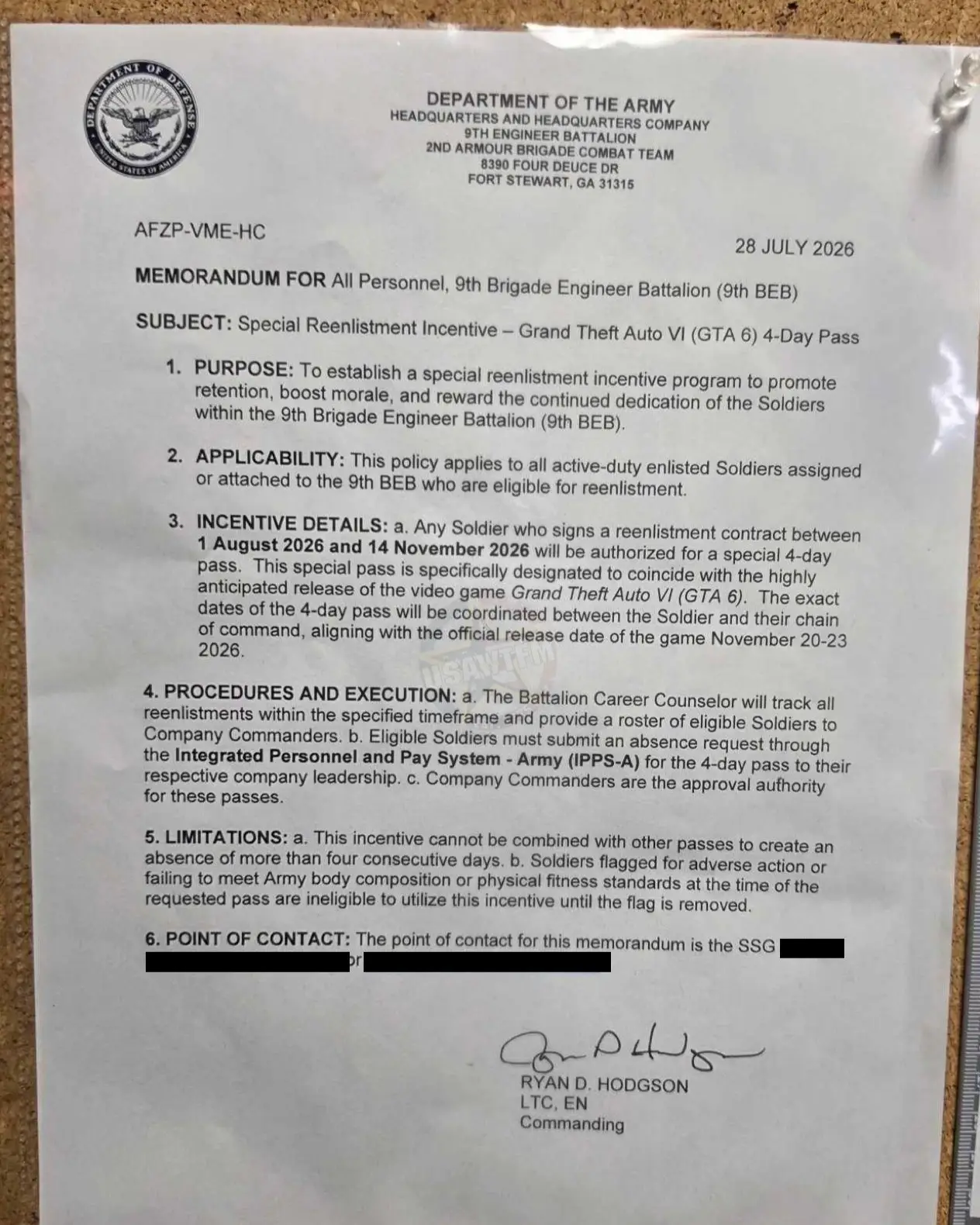 Soldiers have been offered time off to play GTA 6 — but they must re-enlist in order to get it (Instagram/usawtfm)