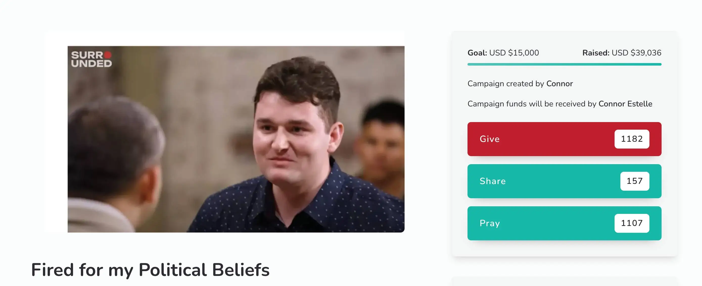 Connor made the controversial comments on the 'Surrounded' series (YouTube / Jubilee)