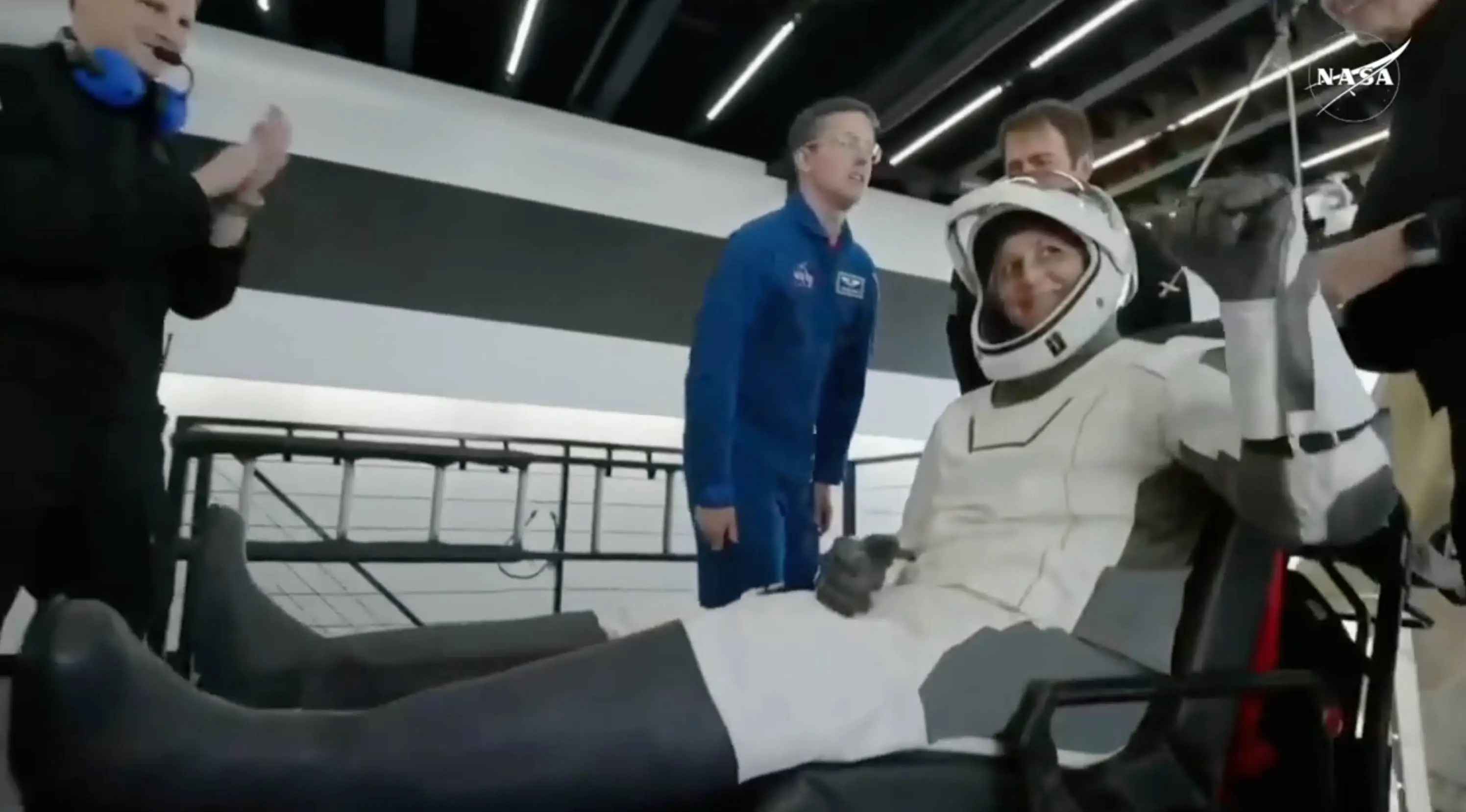 It was all smiles as Sunita Williams was carried away (NASA)