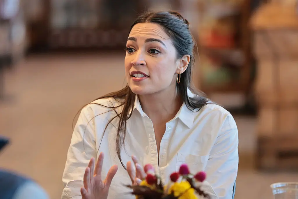 Alexandria Ocasio-Cortez is the current Dem favorite on Polymarket, with JD Vance understandably leading the race for the Republican party (Michael M. Santiago/Getty Images)