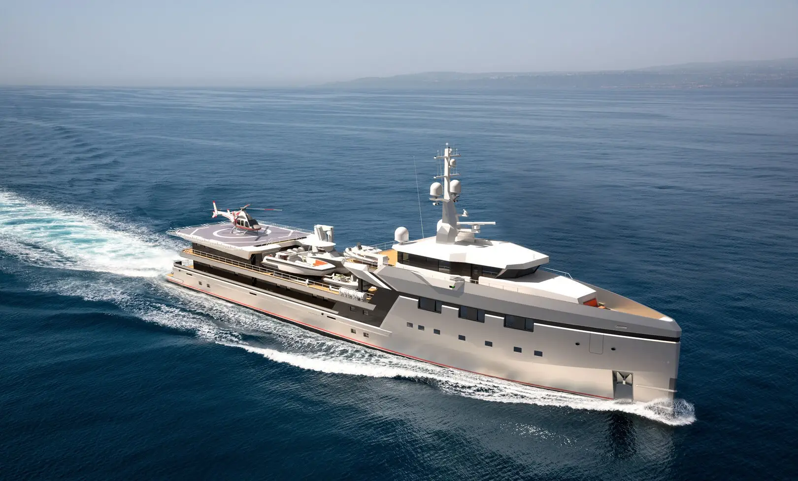This 76 meter super yacht is merely a landing pad for Bezos' bigger vessel (Damen Yachting)