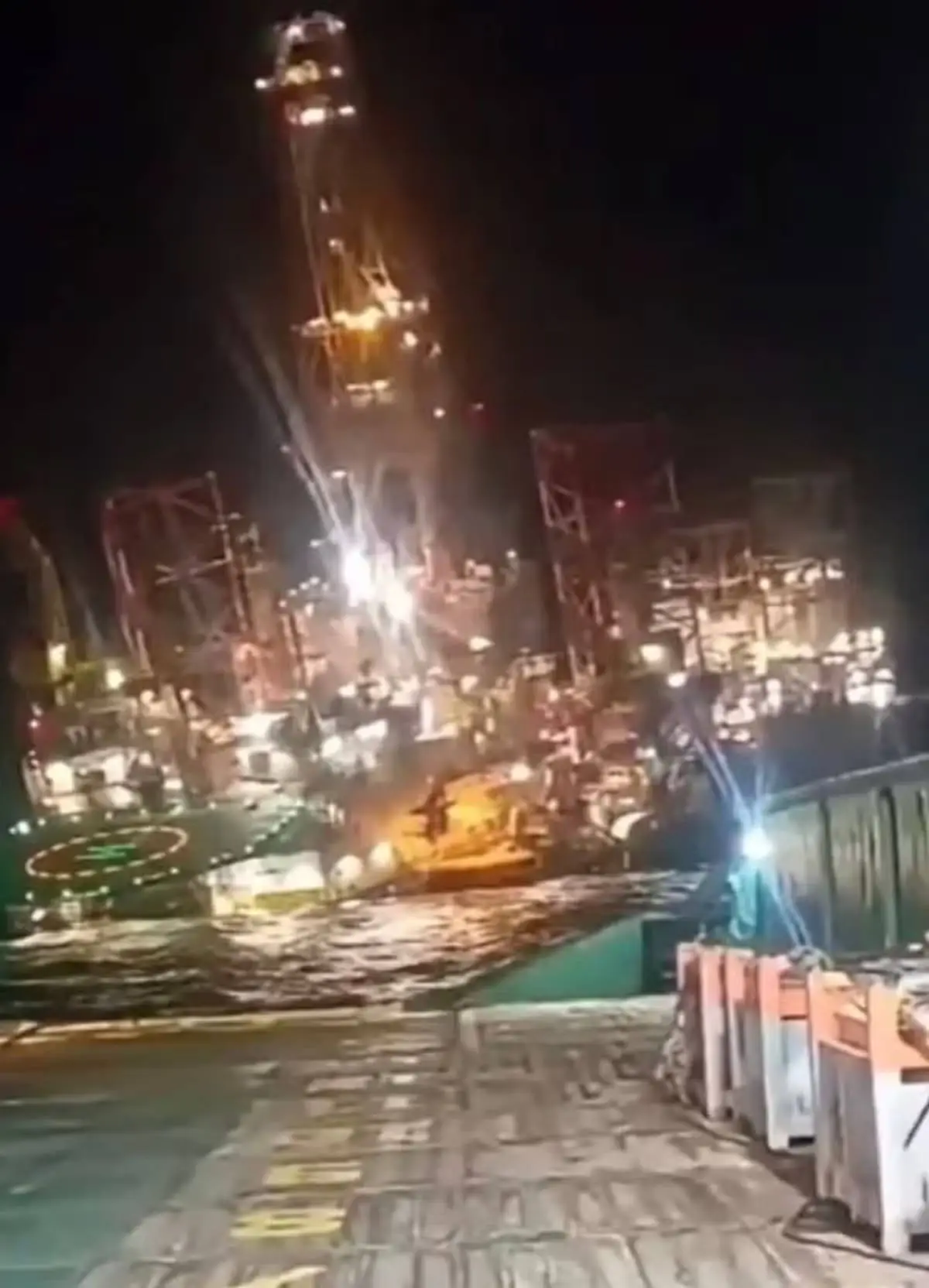 The Prospector 5 oil rig sank into the ocean on October 24 (X)