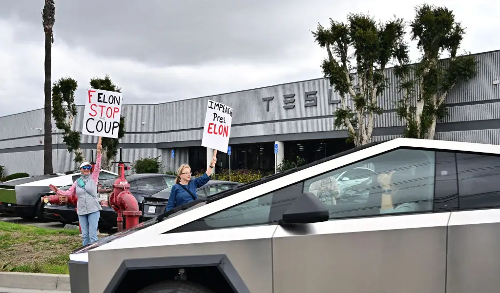 Tesla dealerships have been subject to countless protests in recent months (Frederic J. Brown/AFP via Getty Images)