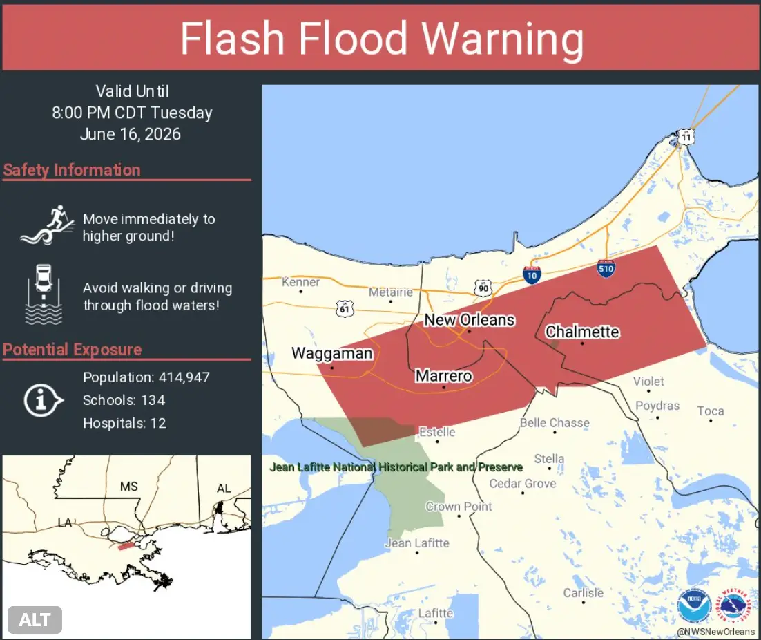 The official account of the National Weather Service posted this warning LA citizens of the incoming event (NWSFlashFlood/X)