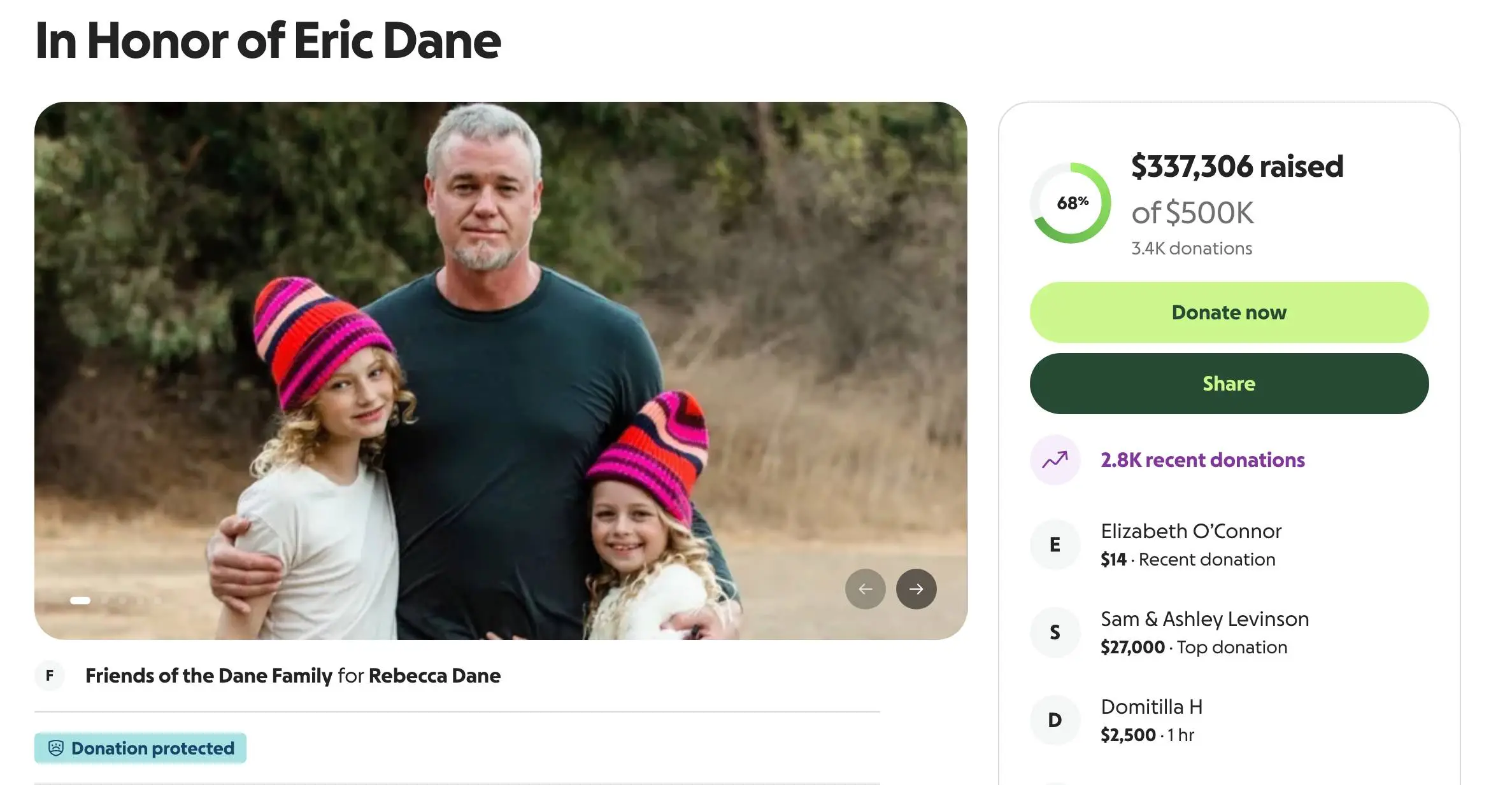 The fund aims to raise money for Dane's daughters (GoFundMe)