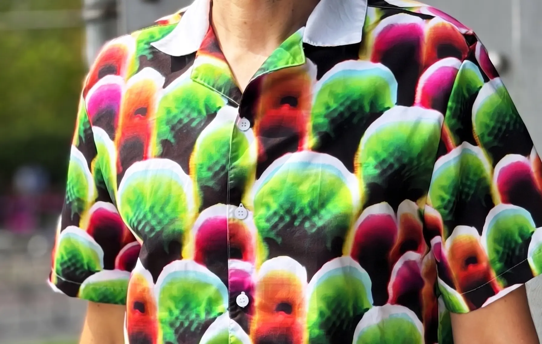 The bespoke pattern on this shirt prevents YOLO algorithms in surveillance cameras from detecting you (DigitalCamouflage.org)