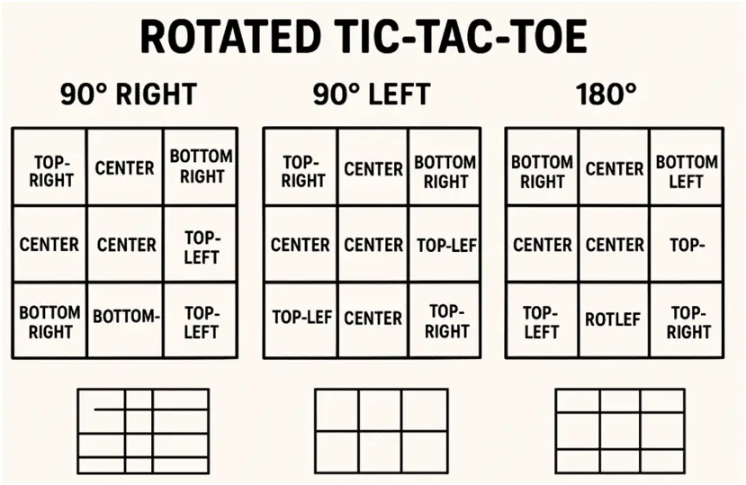 ChatGPT's idea of rotated tic-tac-toe is all over the place with spelling mistakes and inconsistencies (Mind Matters/Gary N. Smith)