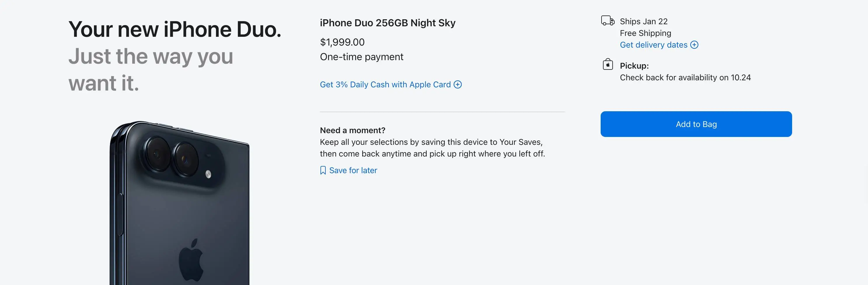Apple has imposed a two-phone limit on the Duo (Apple)