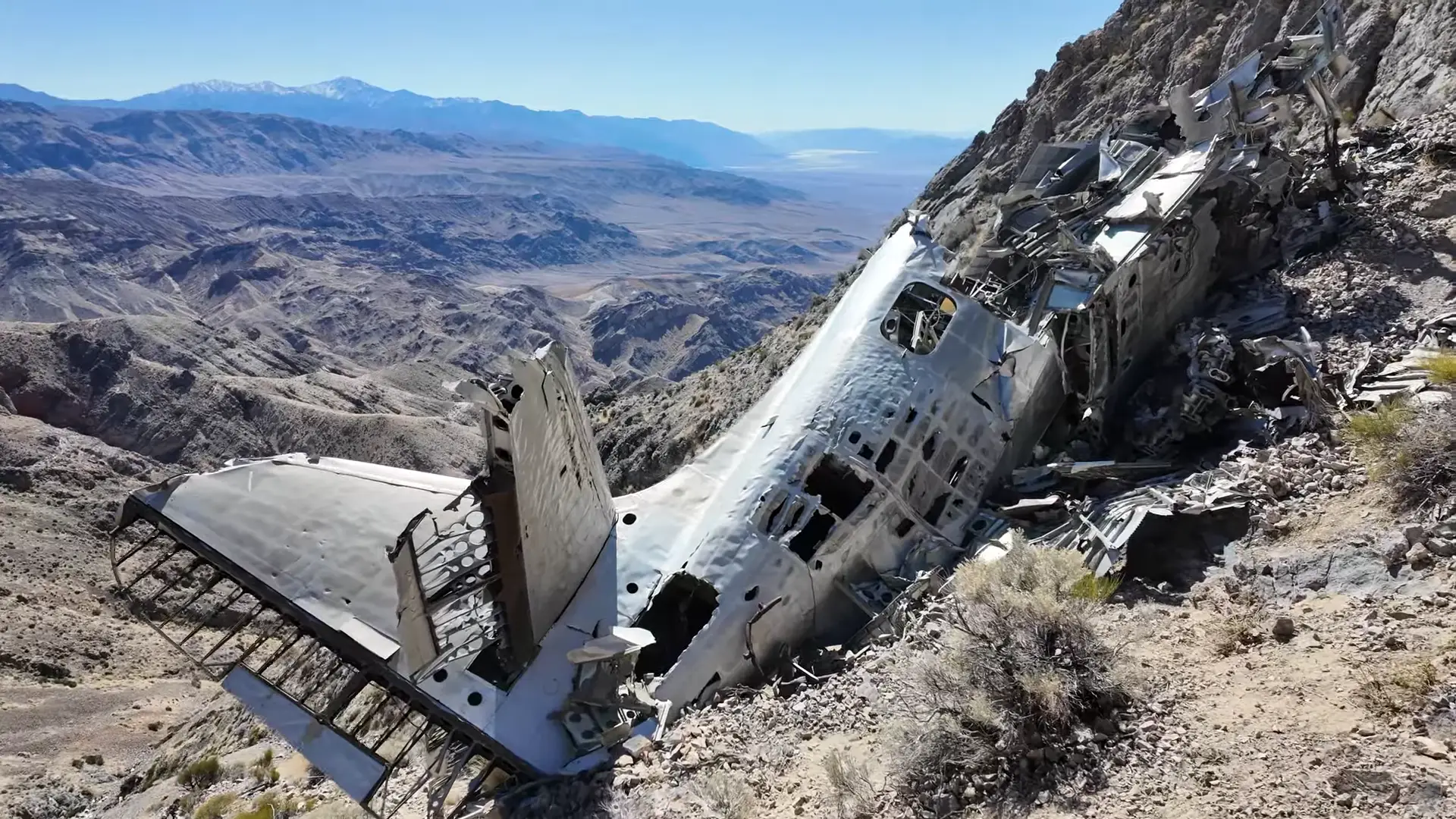 The SA-16A Albatross still lies wrecked on a hillside in Death Valley (YouTube/Ghost Town Living)