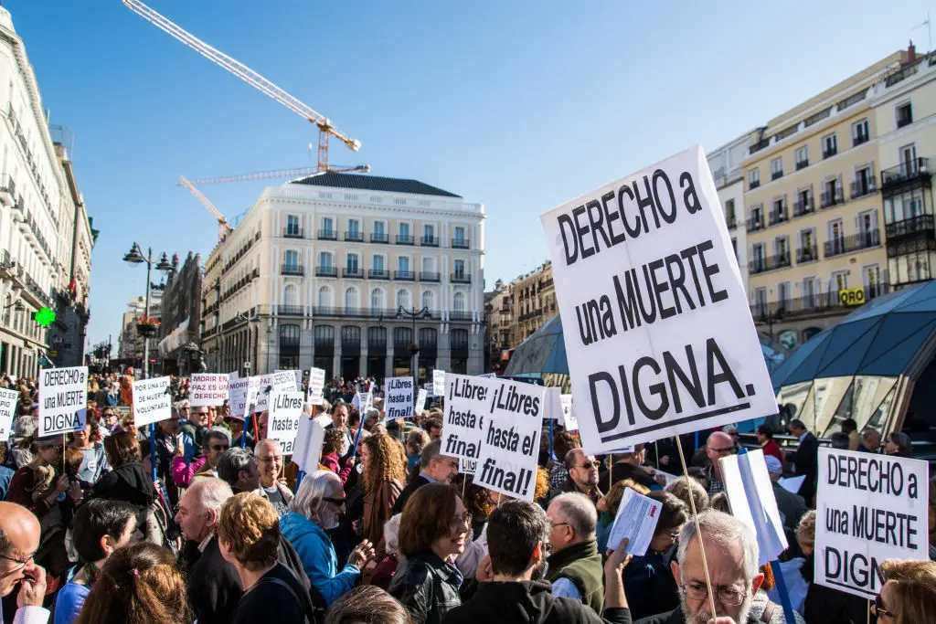 Spain legalized euthanasia in 2021 after citizens protested for years for the right to assisted death (Marcos del Mazo/LightRocket via Getty Images)