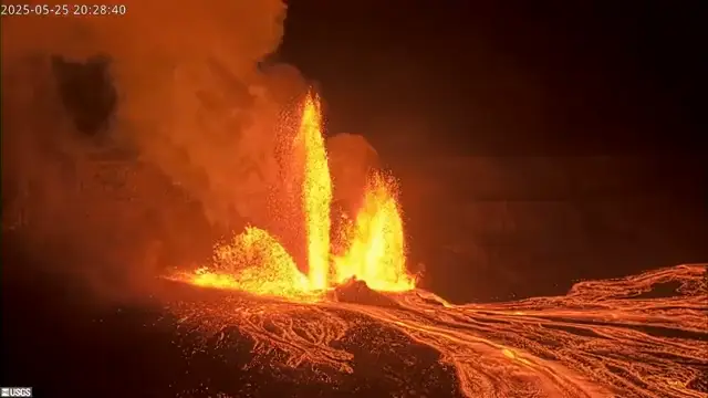 The scale of the eruption might cause issues with volcanic ash and glass in the surrounding area (YouTube/Associated Press)
