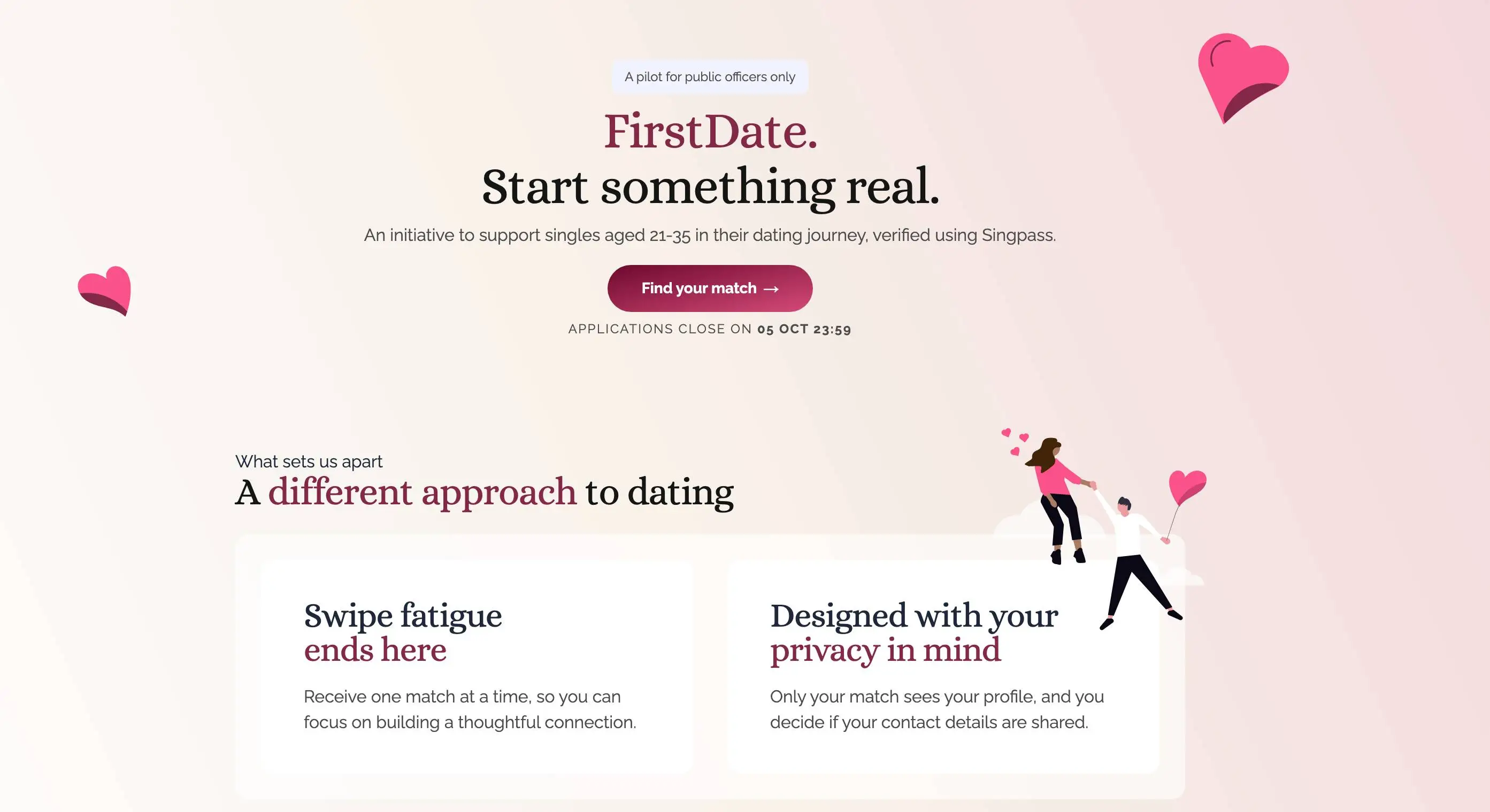FirstDate is only available for a select number of Singapore citizens (GovTech)