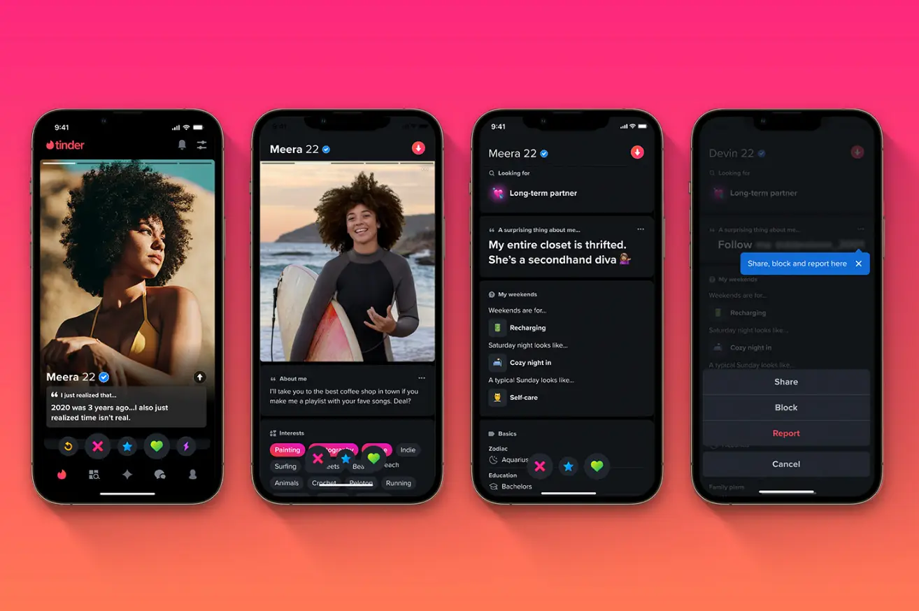 Tinder has announced new features like dark mode and profile quiz. 